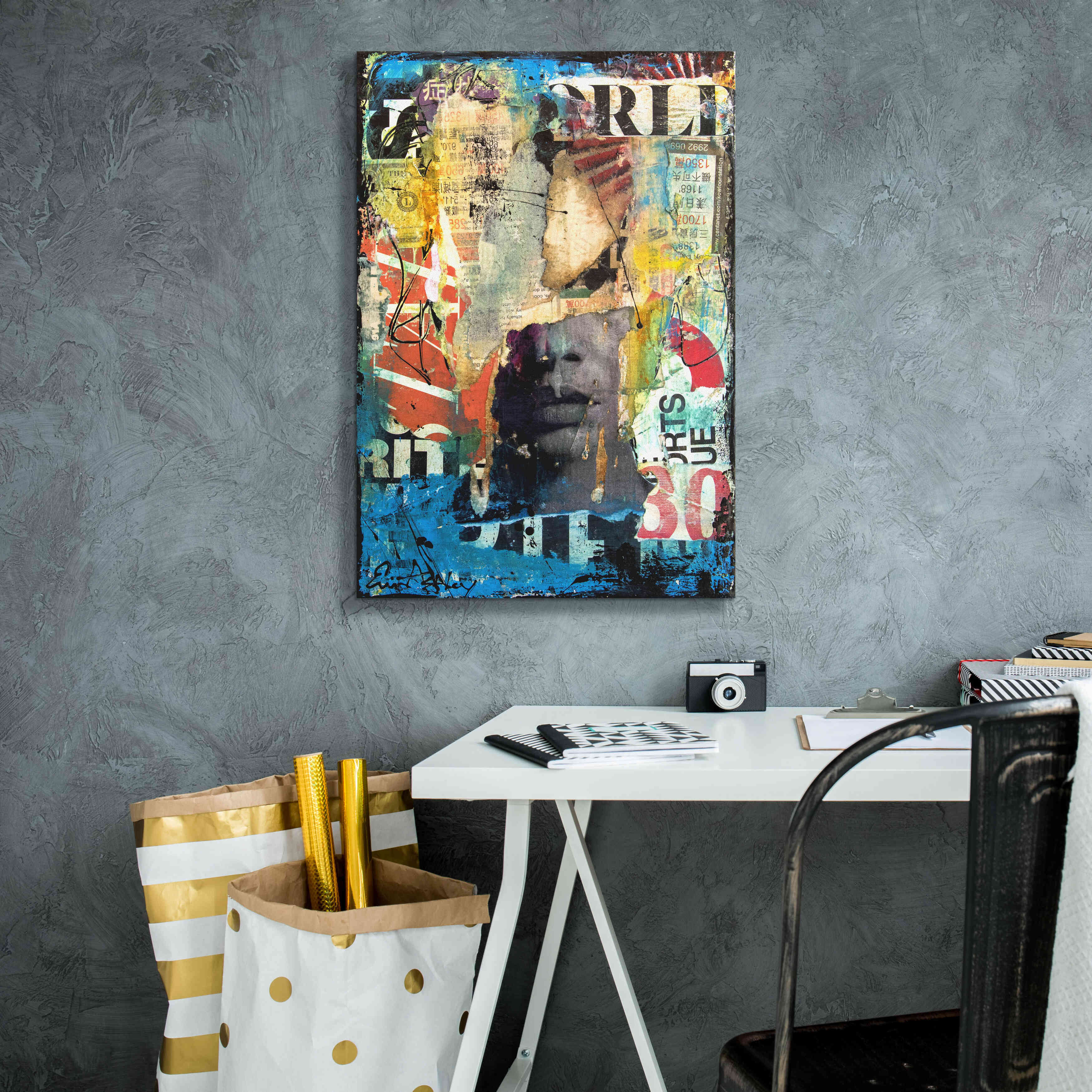 'Collage Head' by Erin Ashley, Giclee Canvas Wall Art,18x26