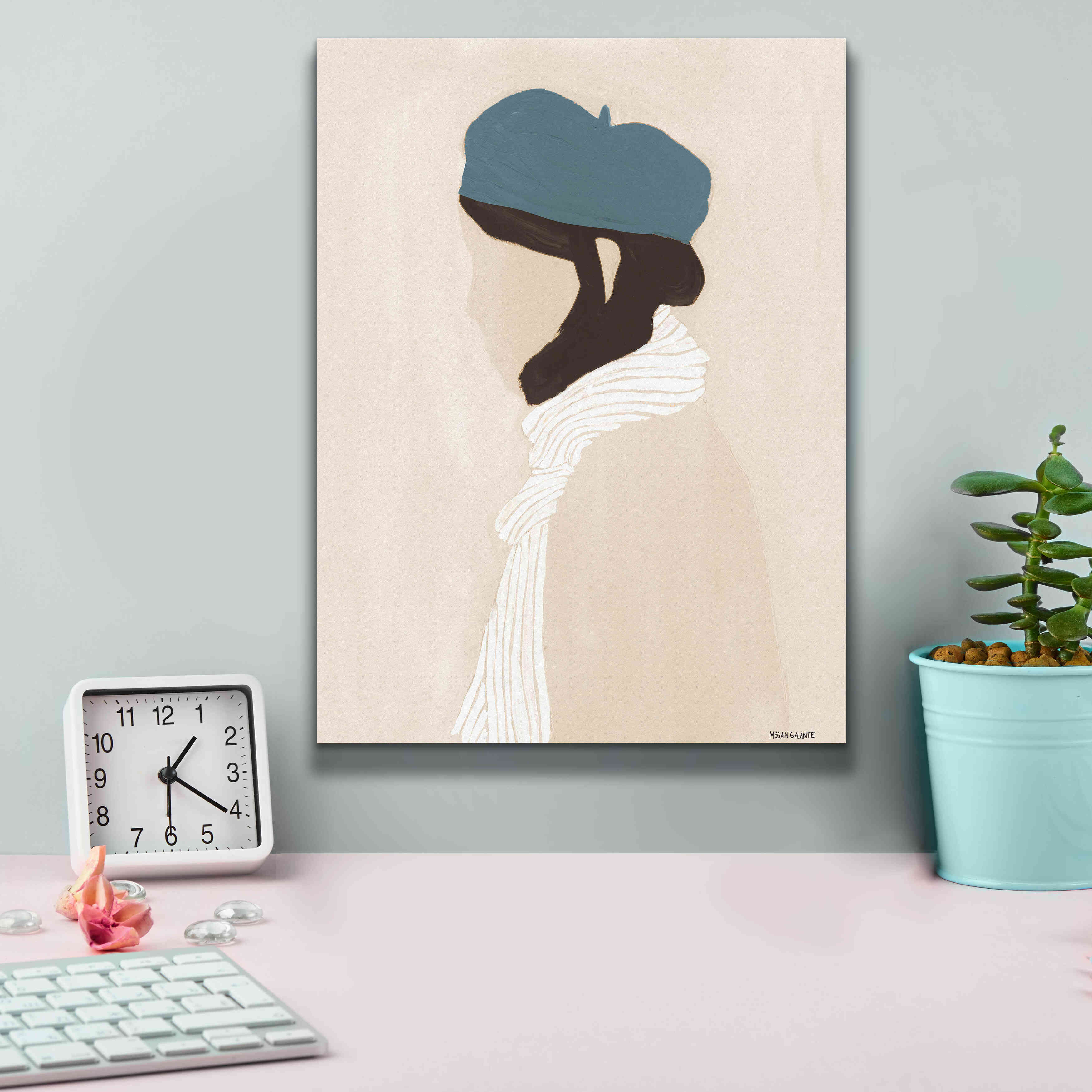 'Blue Beret' by Megan Galante, Giclee Canvas Wall Art,12 x 16