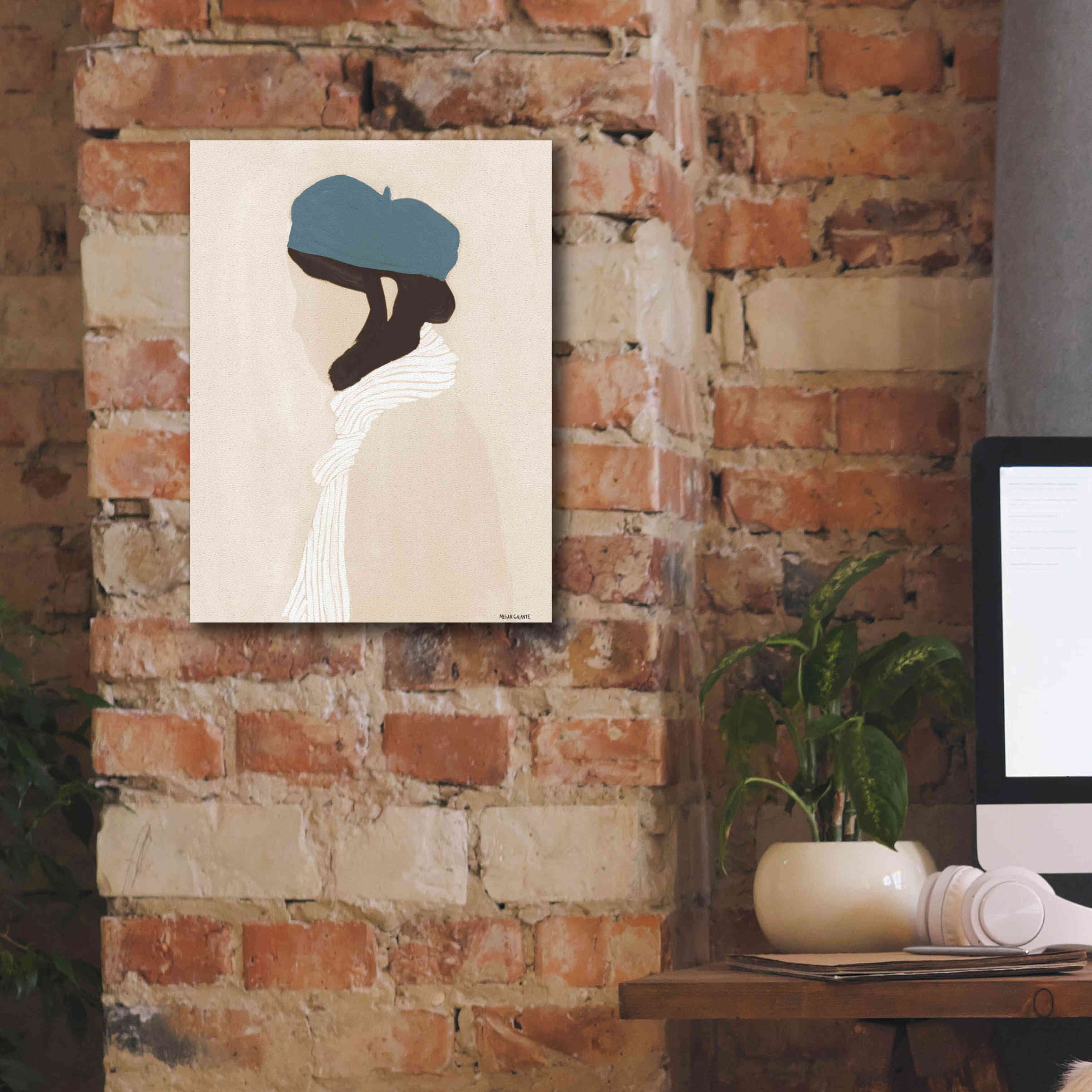 'Blue Beret' by Megan Galante, Giclee Canvas Wall Art,12 x 16