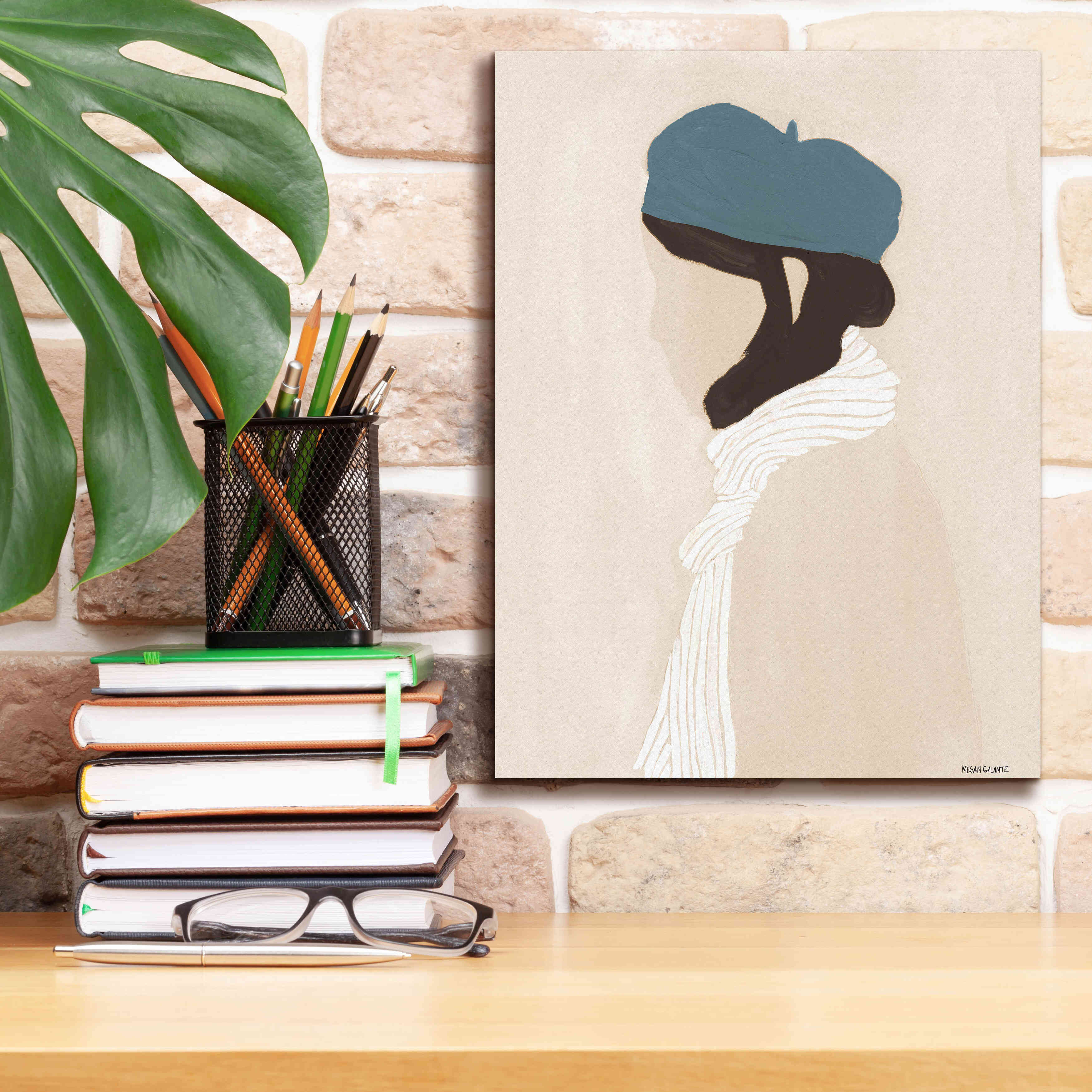 'Blue Beret' by Megan Galante, Giclee Canvas Wall Art,12 x 16