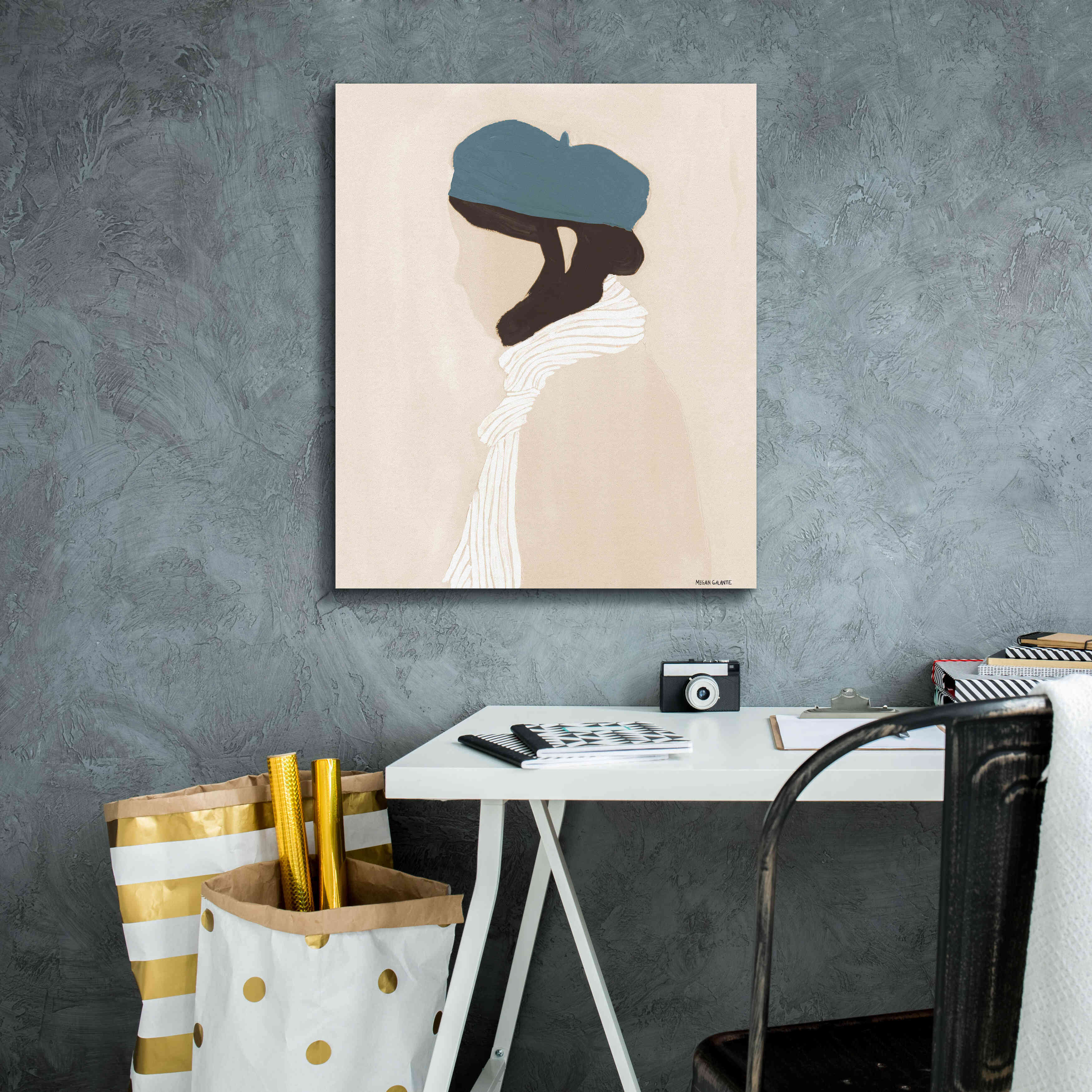 'Blue Beret' by Megan Galante, Giclee Canvas Wall Art,20 x 24