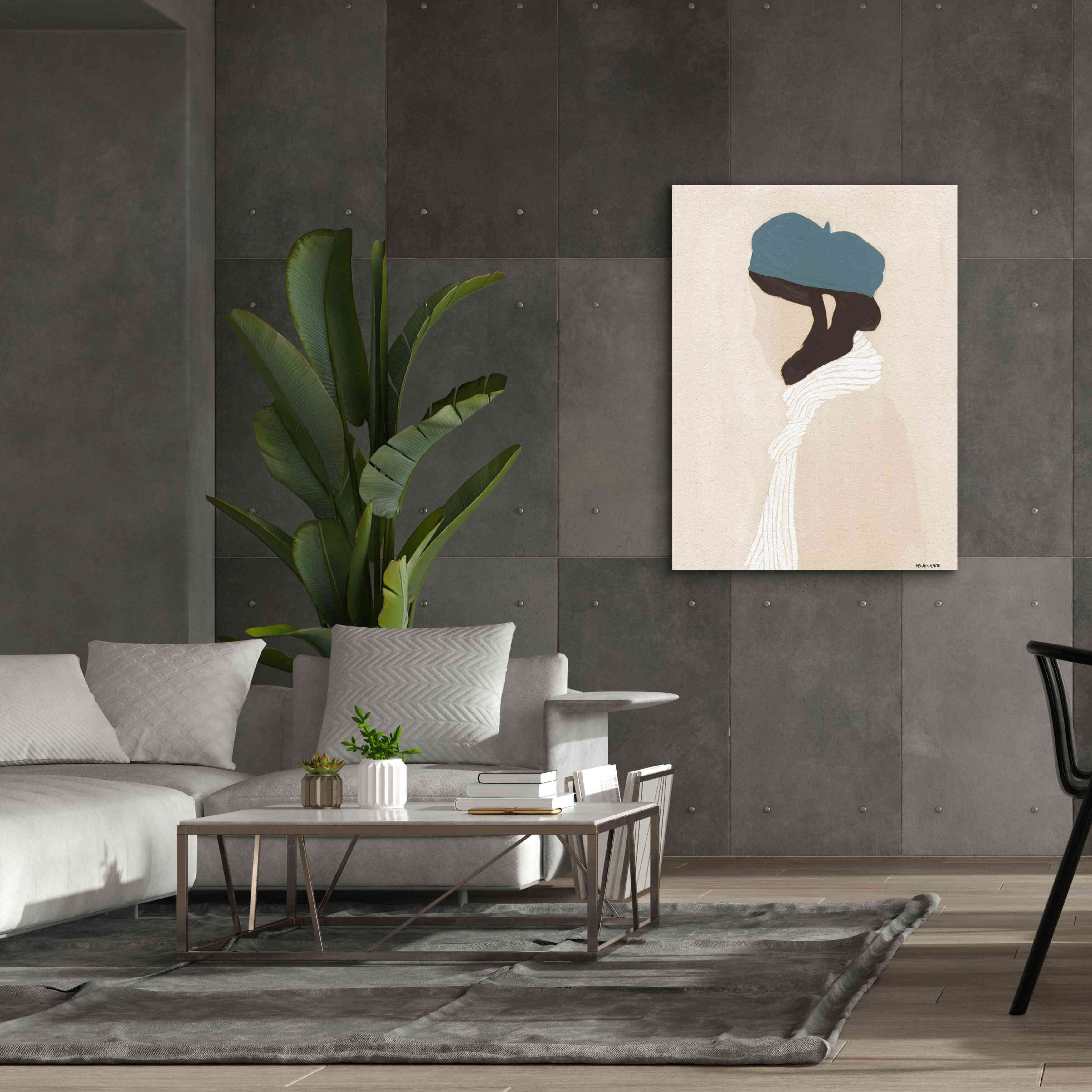'Blue Beret' by Megan Galante, Giclee Canvas Wall Art,40 x 54