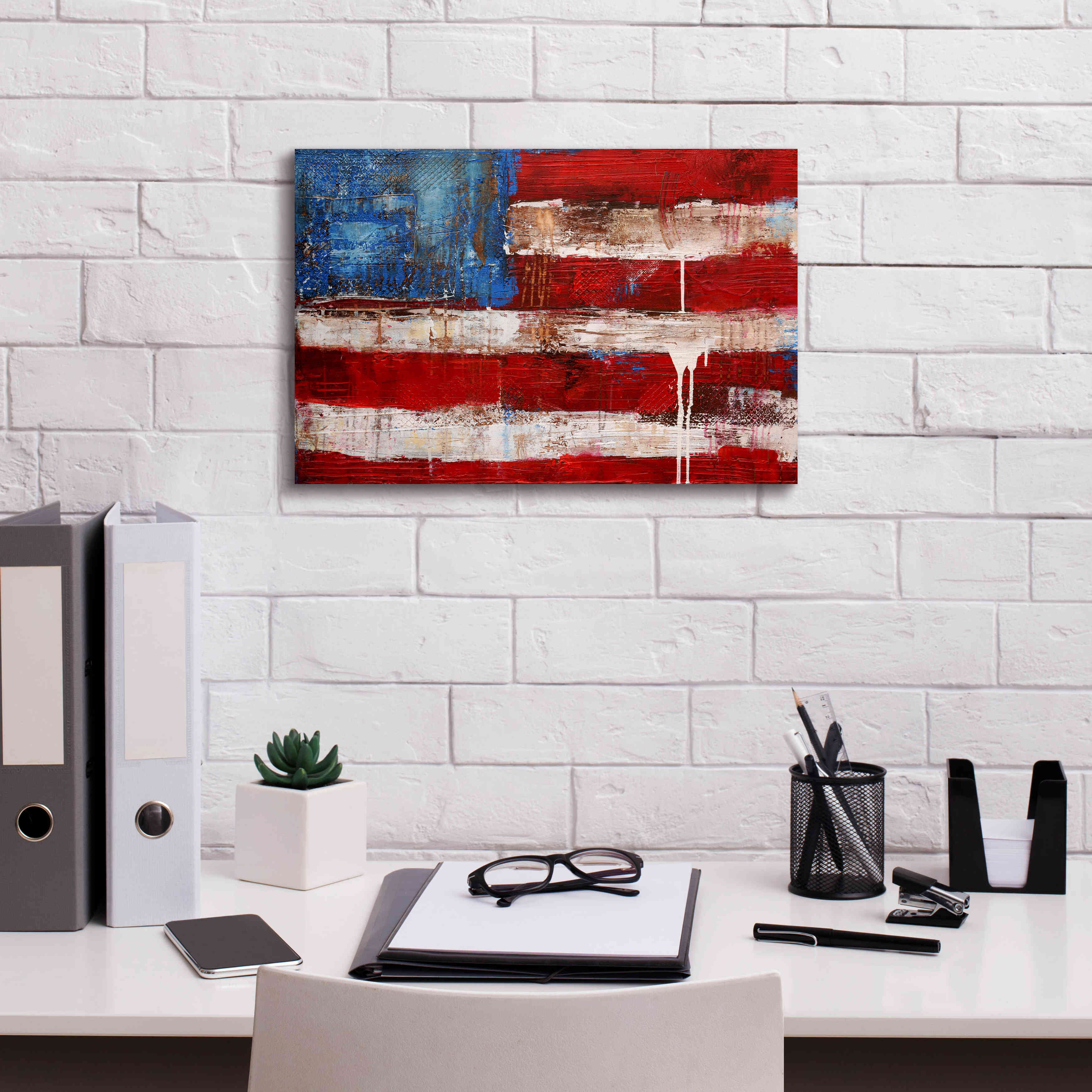 'Ashley American Flag' by Erin Ashley, Giclee Canvas Wall Art,18 x 12