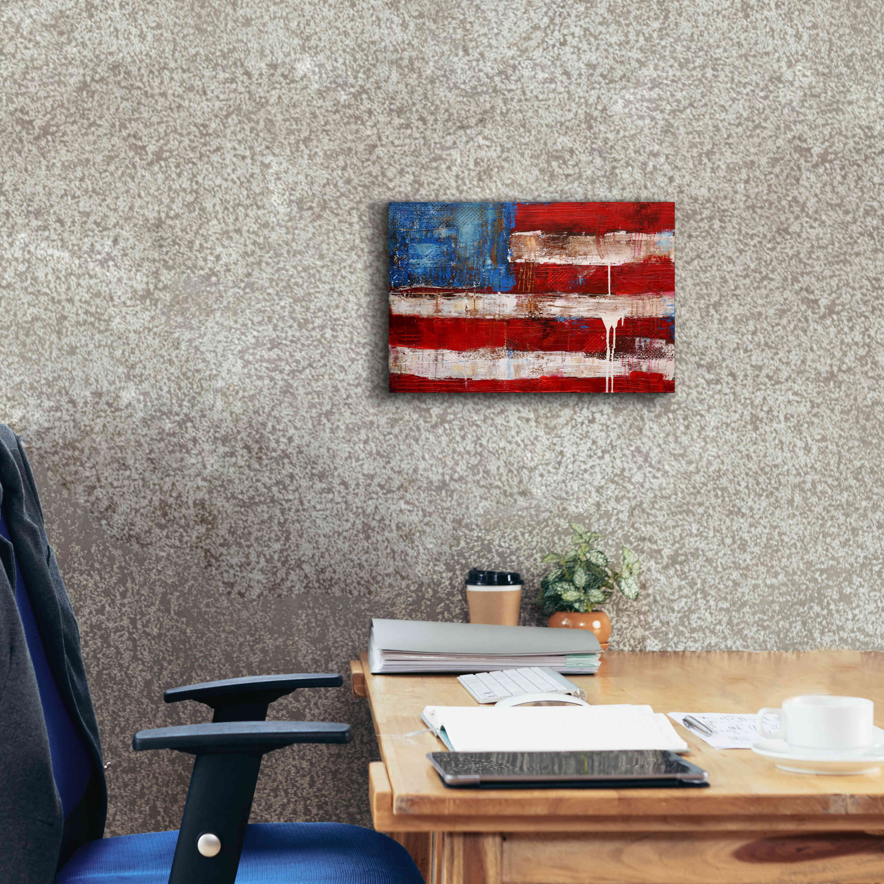 'Ashley American Flag' by Erin Ashley, Giclee Canvas Wall Art,18 x 12