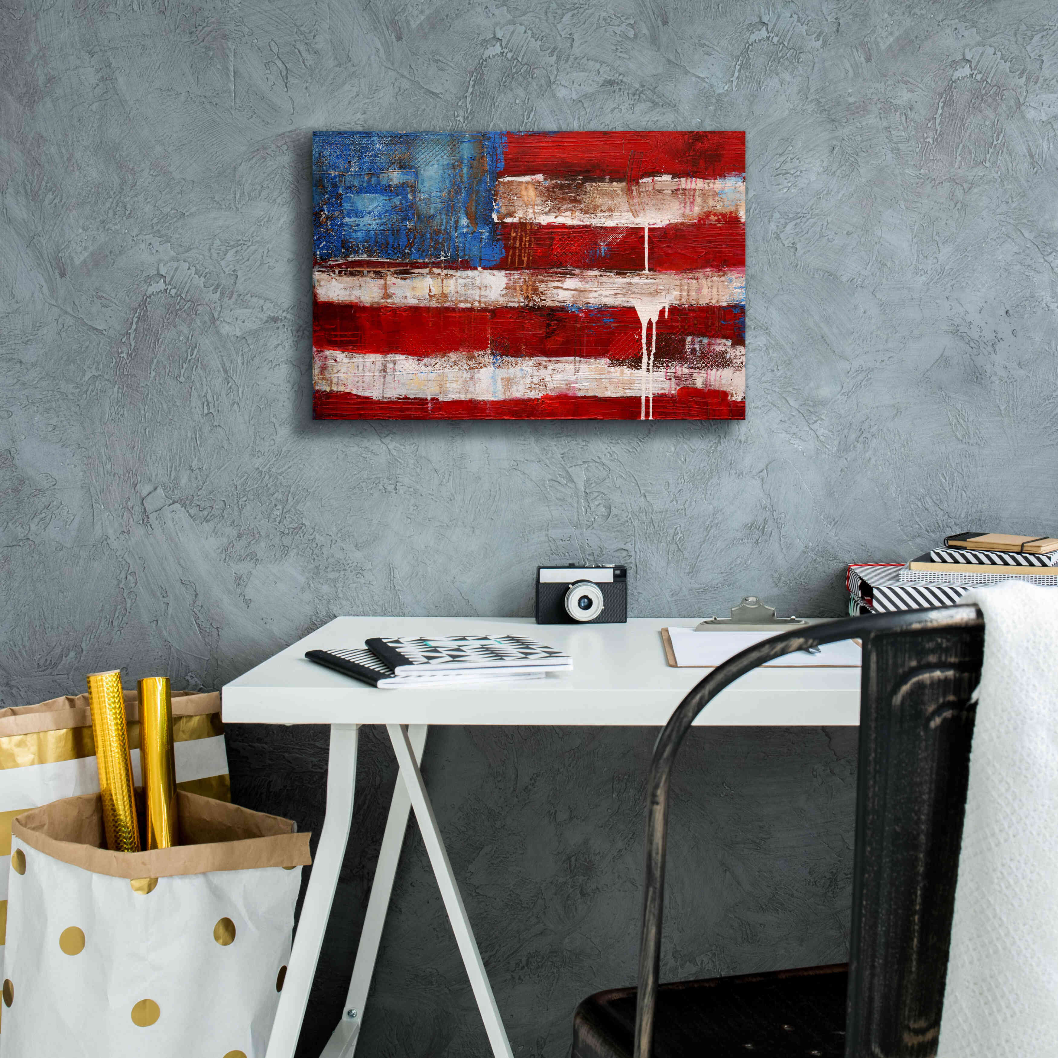 'Ashley American Flag' by Erin Ashley, Giclee Canvas Wall Art,18 x 12