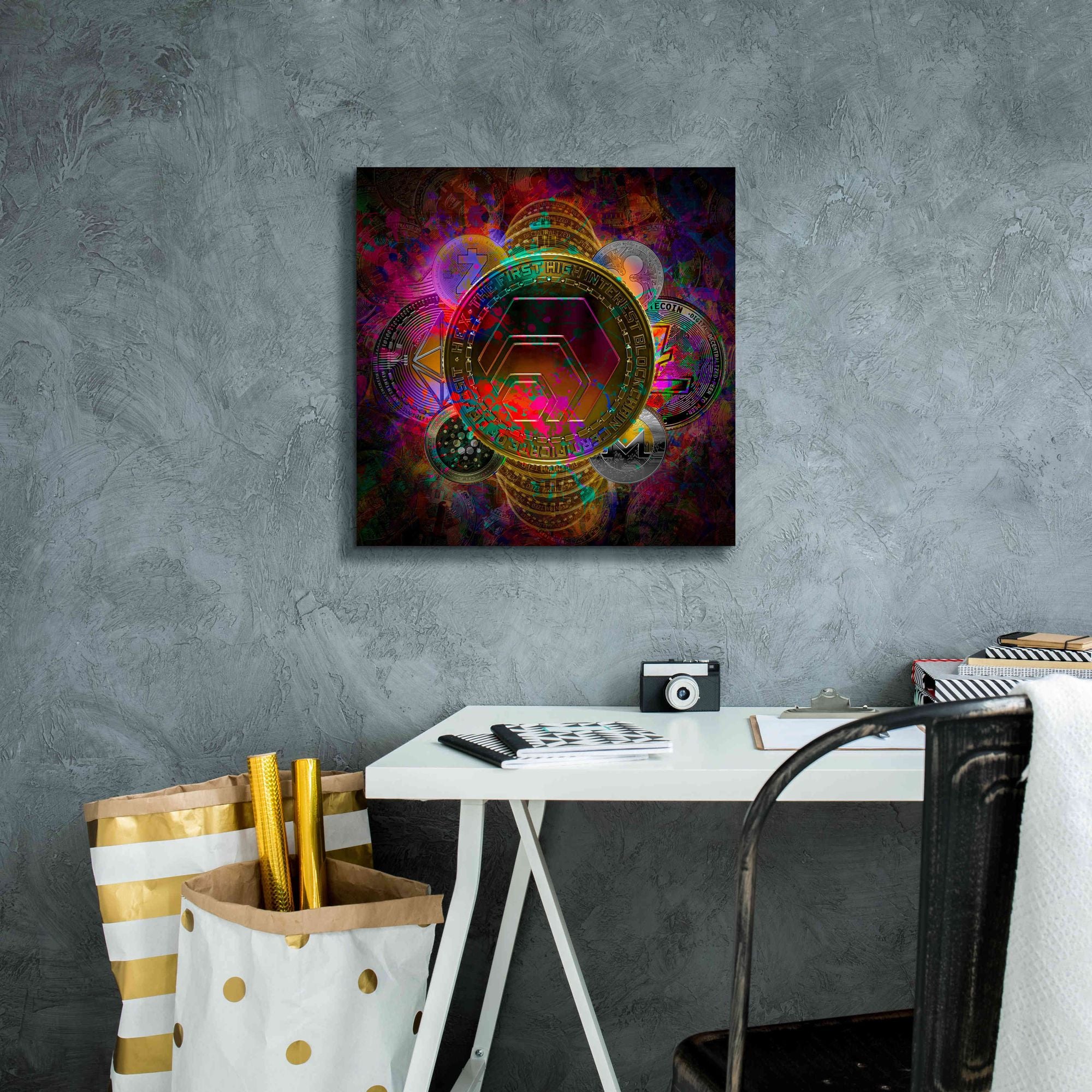 'HEX Crypto Pyramid,' Canvas Wall Art,18x18