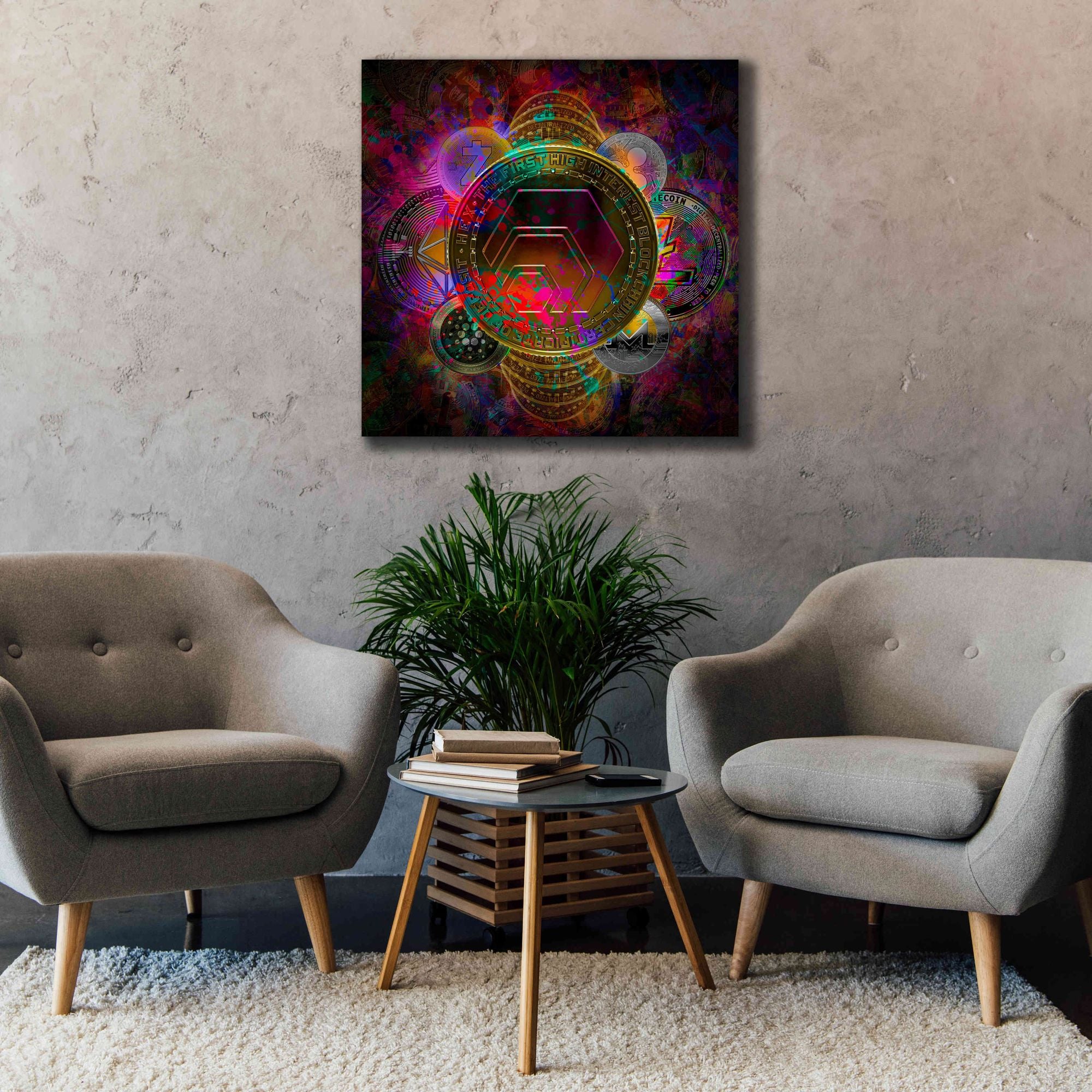 'HEX Crypto Pyramid,' Canvas Wall Art,37x37