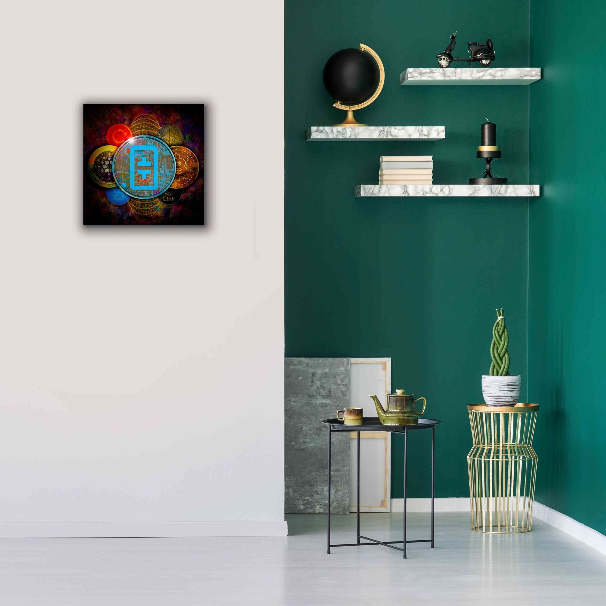 'THETA Network Crypto Pyramid,' Canvas Wall Art,18x18