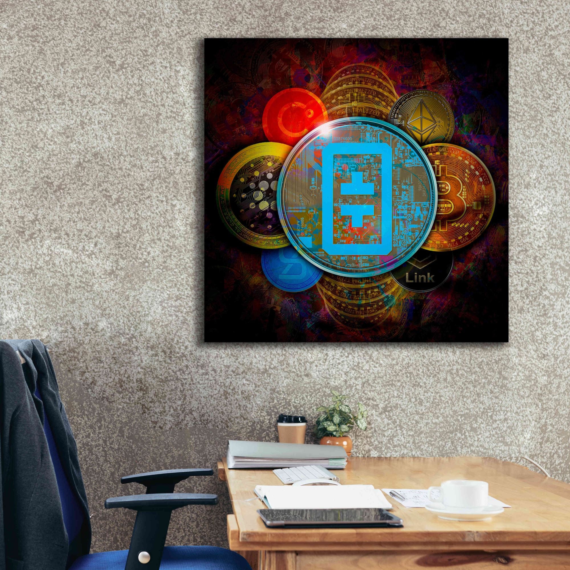 'THETA Network Crypto Pyramid,' Canvas Wall Art,37x37