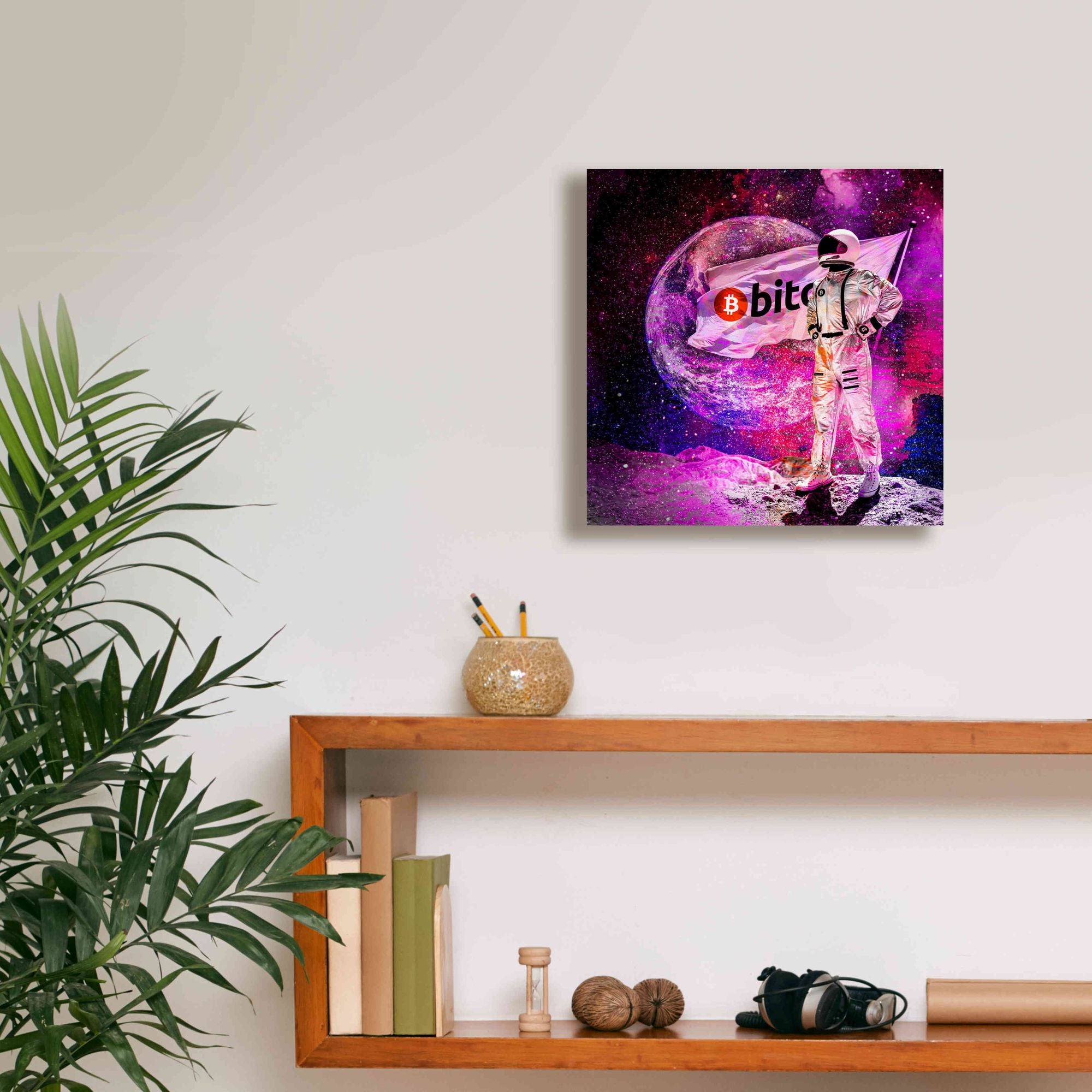 'Bitcoin to the Moon' Canvas Wall Art,12x12