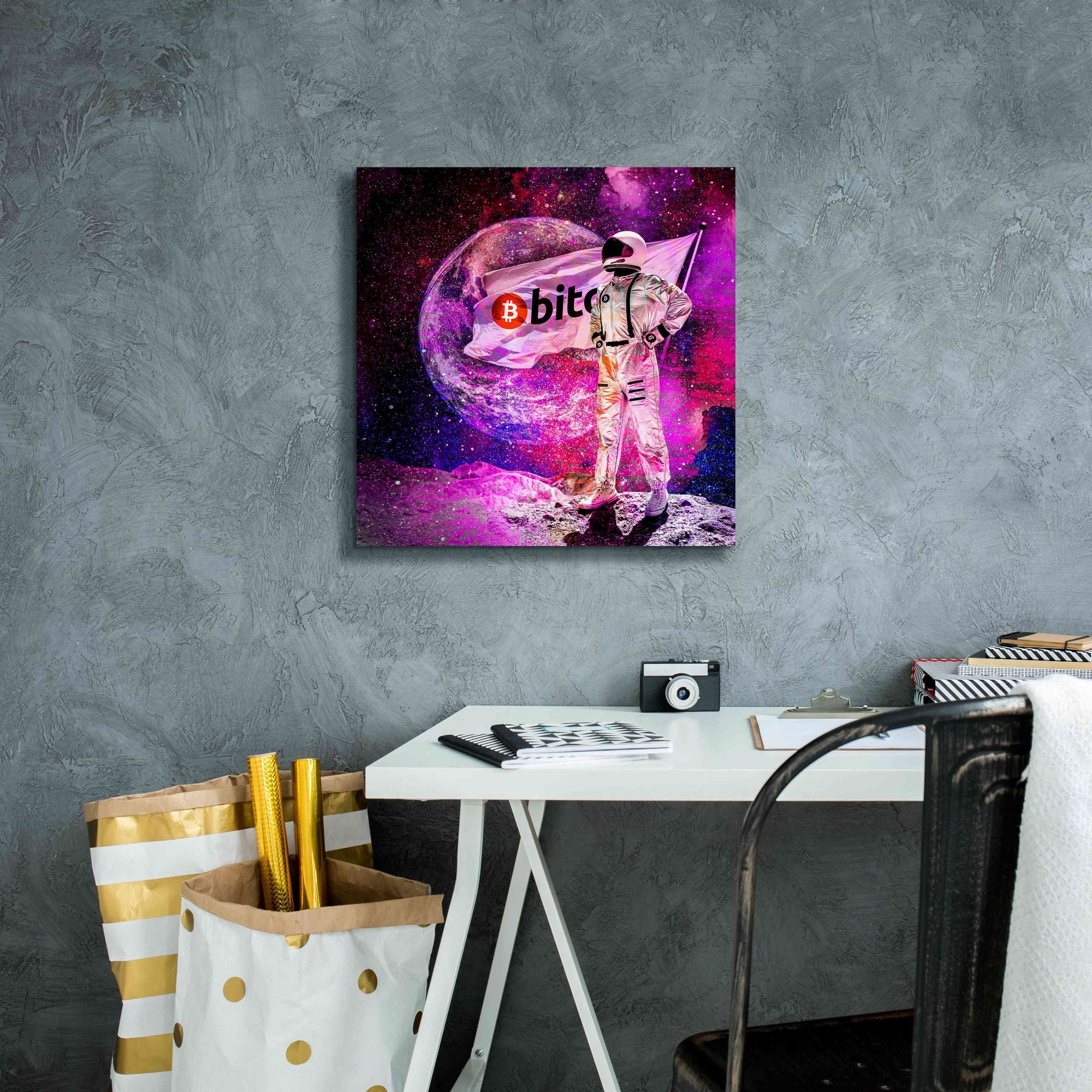 'Bitcoin to the Moon' Canvas Wall Art,18x18