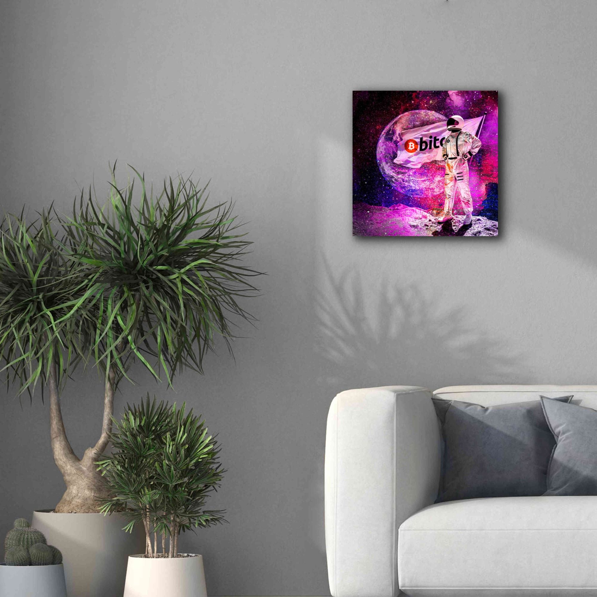 'Bitcoin to the Moon' Canvas Wall Art,18x18