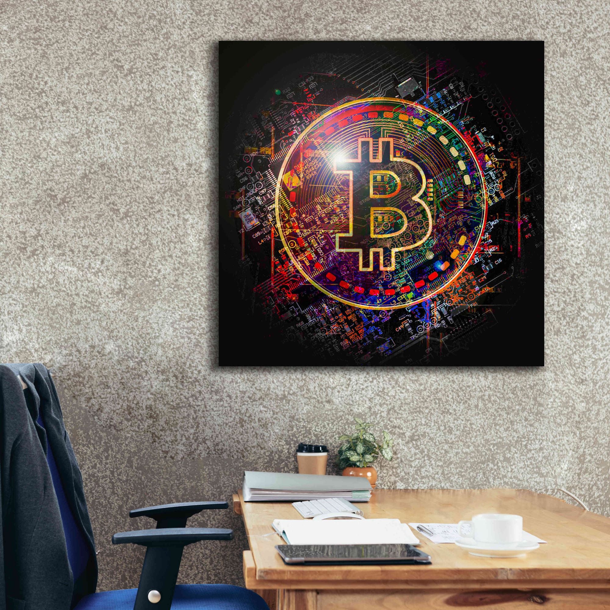 'Bitcoin Art' by Portfolio Giclee Canvas Wall Art,37x37