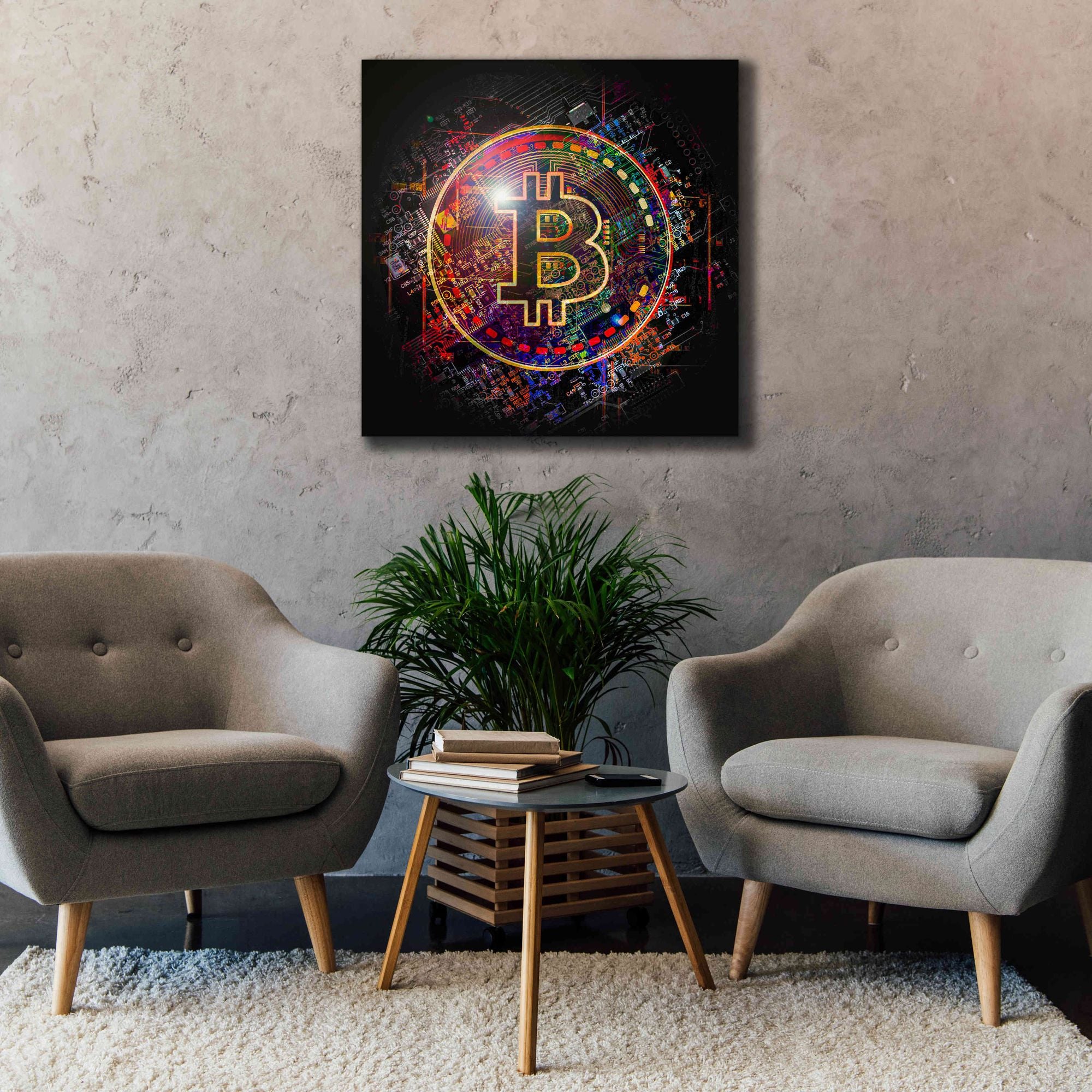 'Bitcoin Art' by Portfolio Giclee Canvas Wall Art,37x37