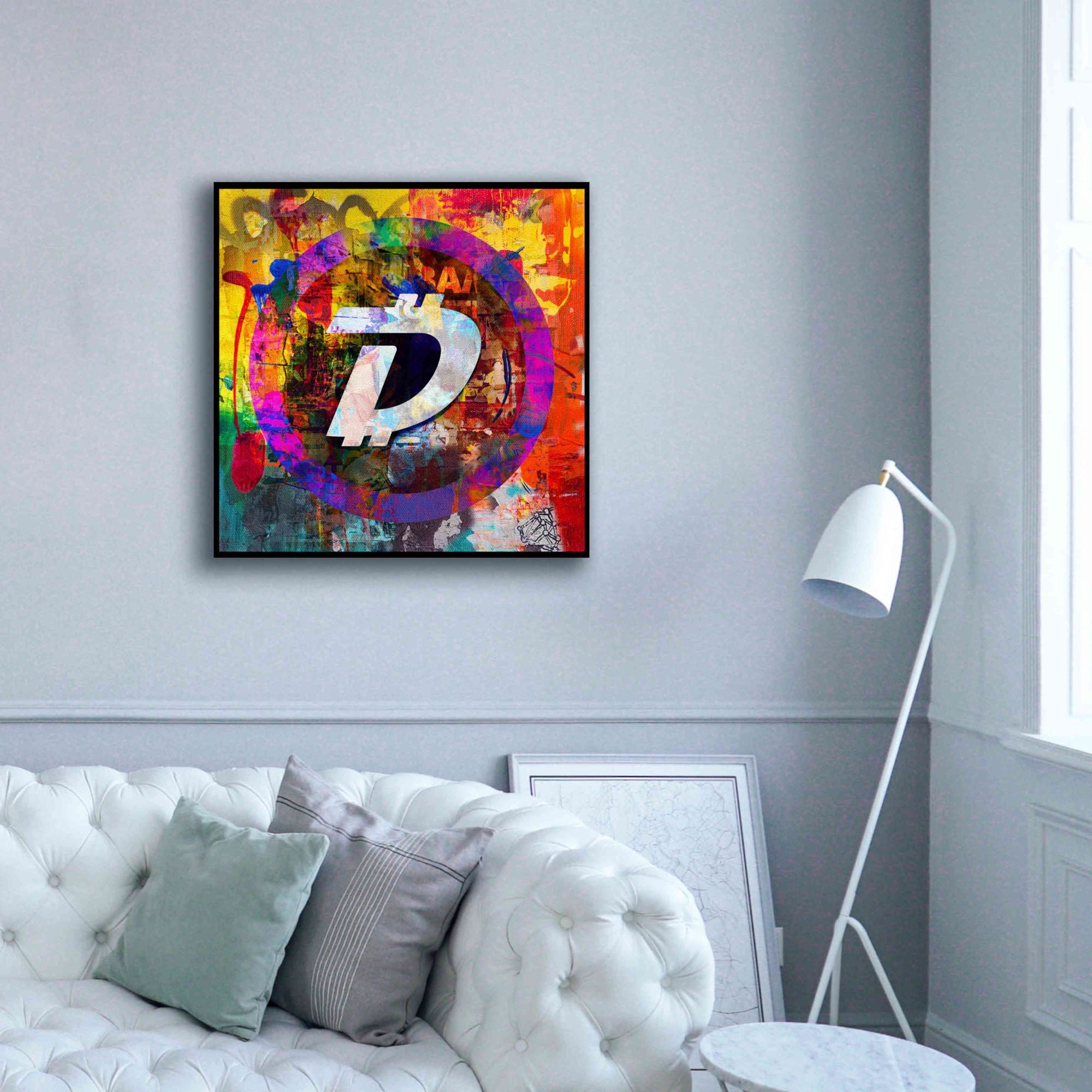 'Dgb Digibyte Crypto In Color' by Portfolio Giclee Canvas Wall Art,37x37