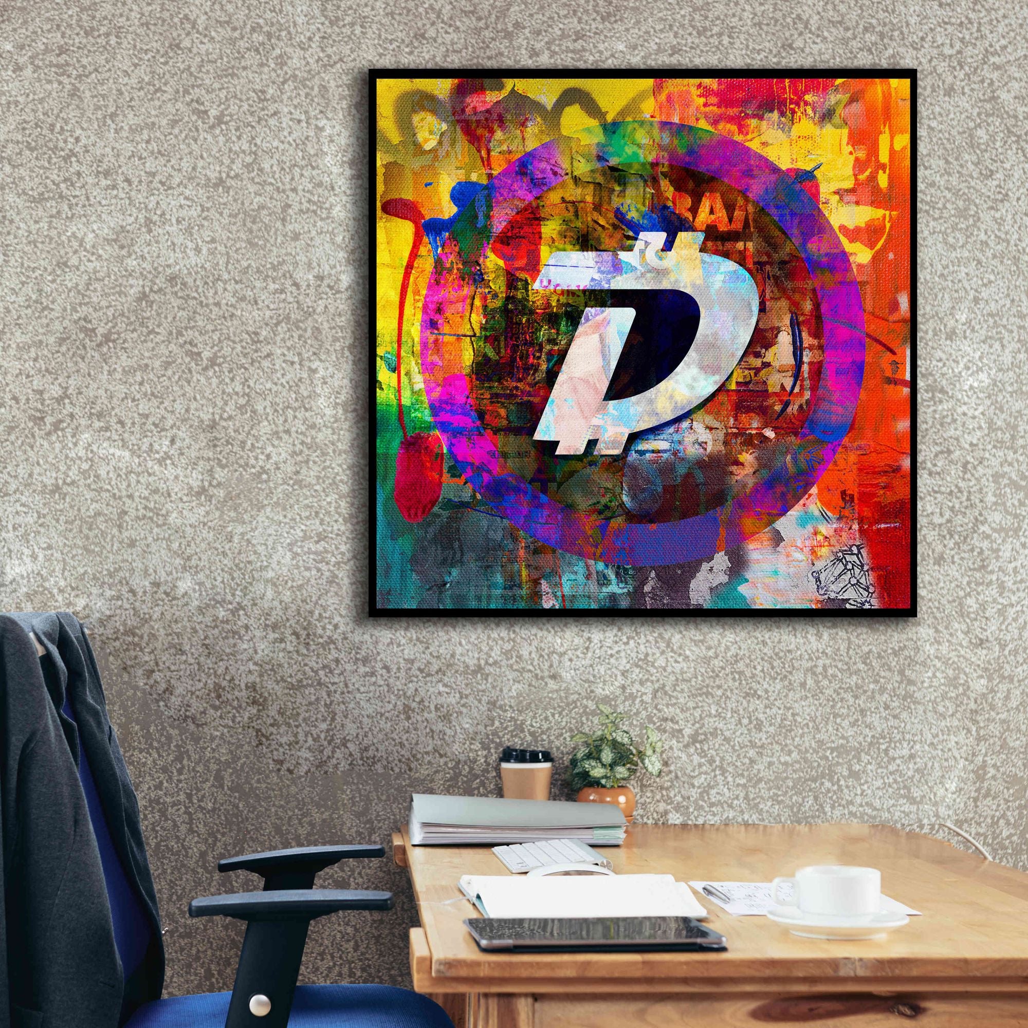 'Dgb Digibyte Crypto In Color' by Portfolio Giclee Canvas Wall Art,37x37