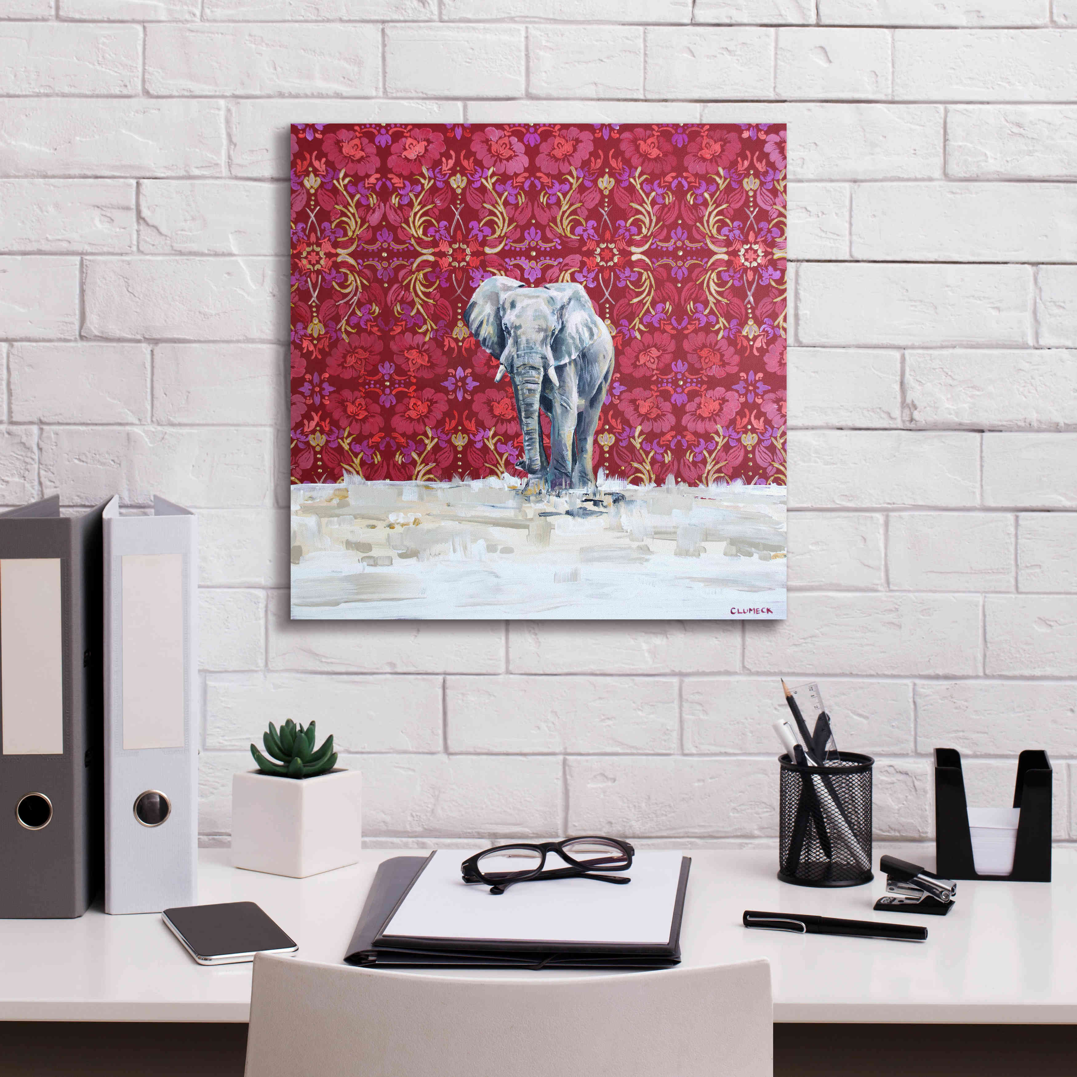 'Elephant by Alana Clumeck Giclee Canvas Wall Art,18x18