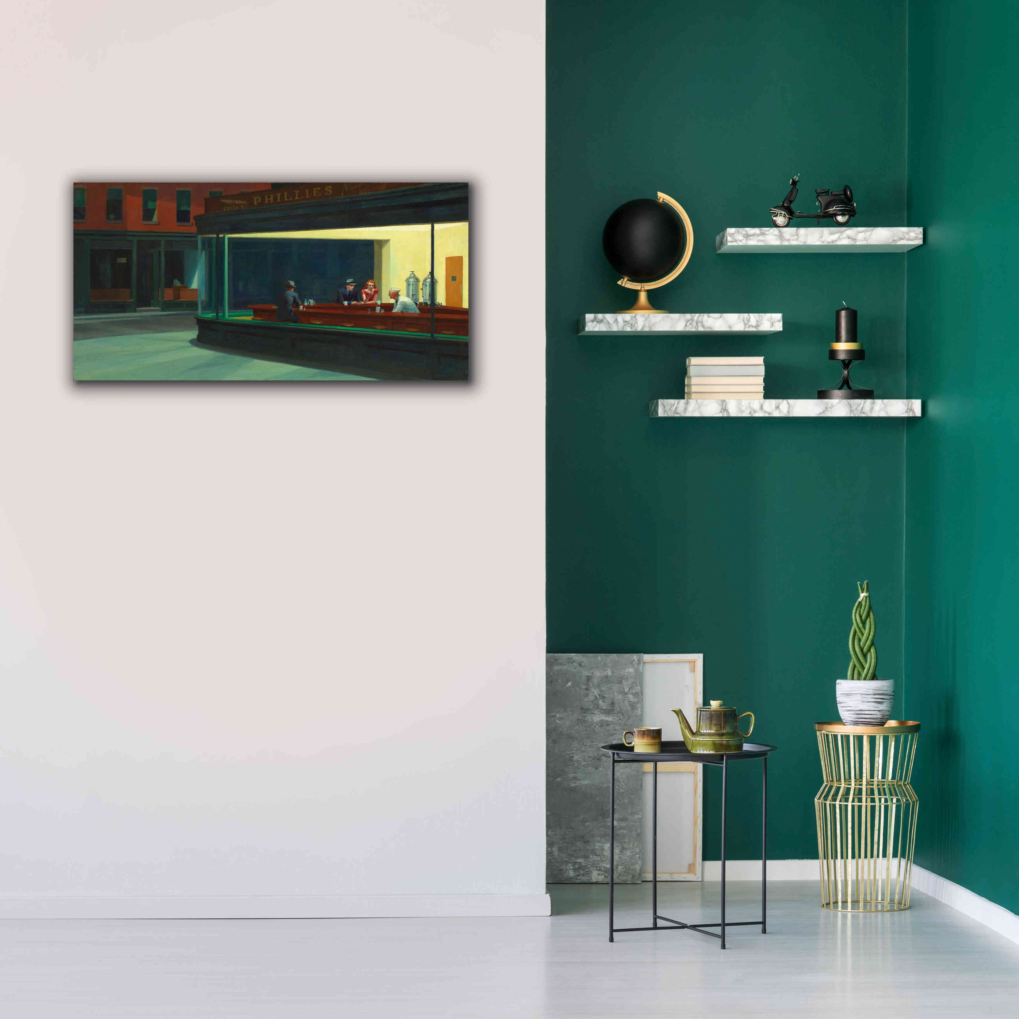 'Nighthawks, 1942' by Edward Hopper, Giclee Canvas Wall Art,40x20
