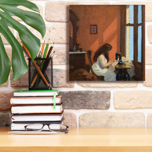 'Girl At Sewing Maching, 1921' by Edward Hopper, Giclee Canvas Wall Art,12x12