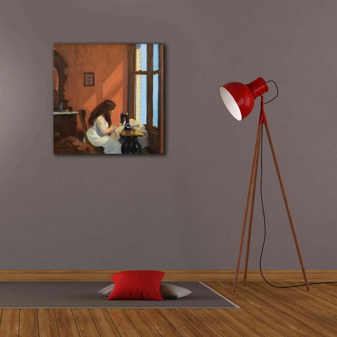 Image of 'Girl At Sewing Maching, 1921' by Edward Hopper, Giclee Canvas Wall Art,26x26