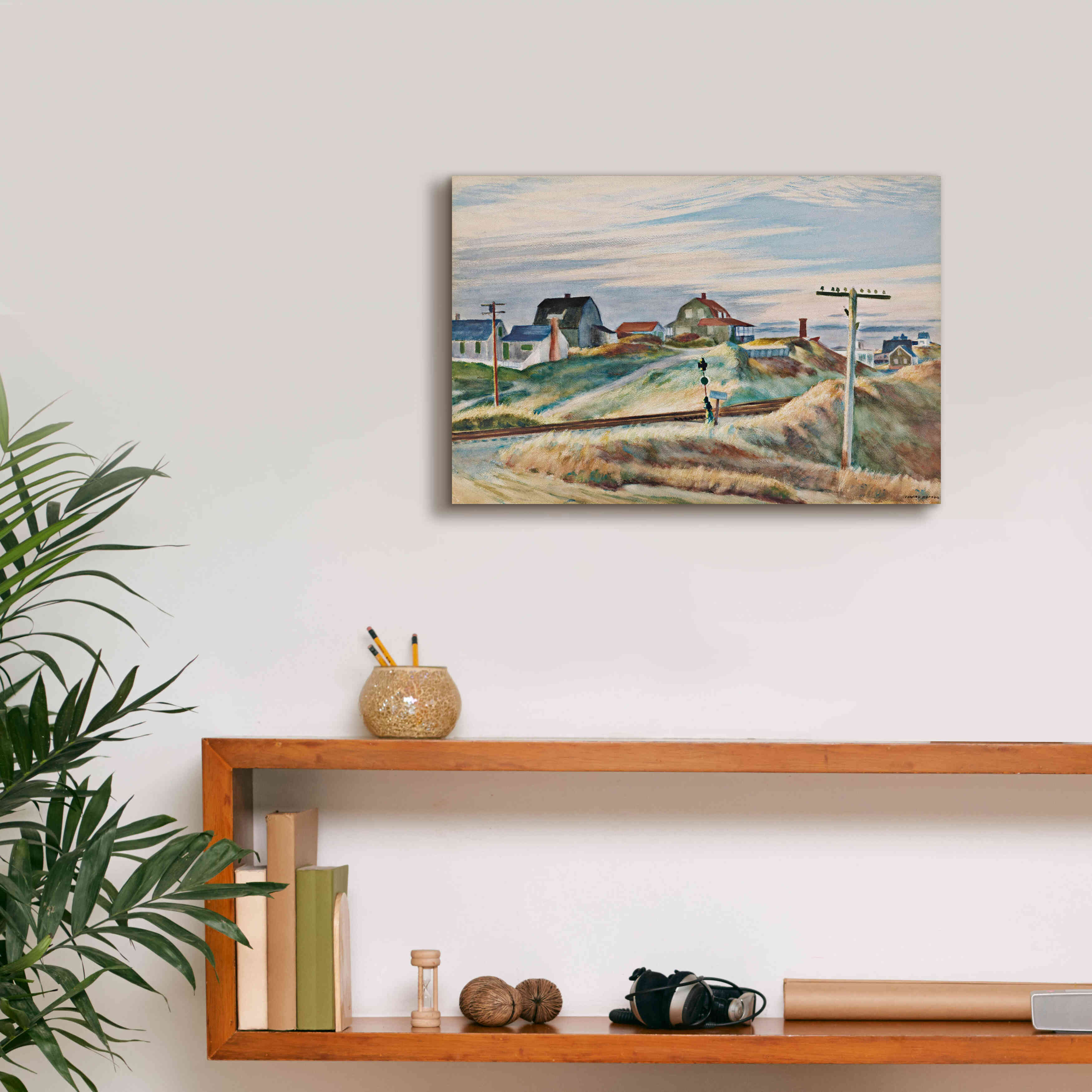 'Cottages at North Truro' by Edward Hopper, Giclee Canvas Wall Art,18x12
