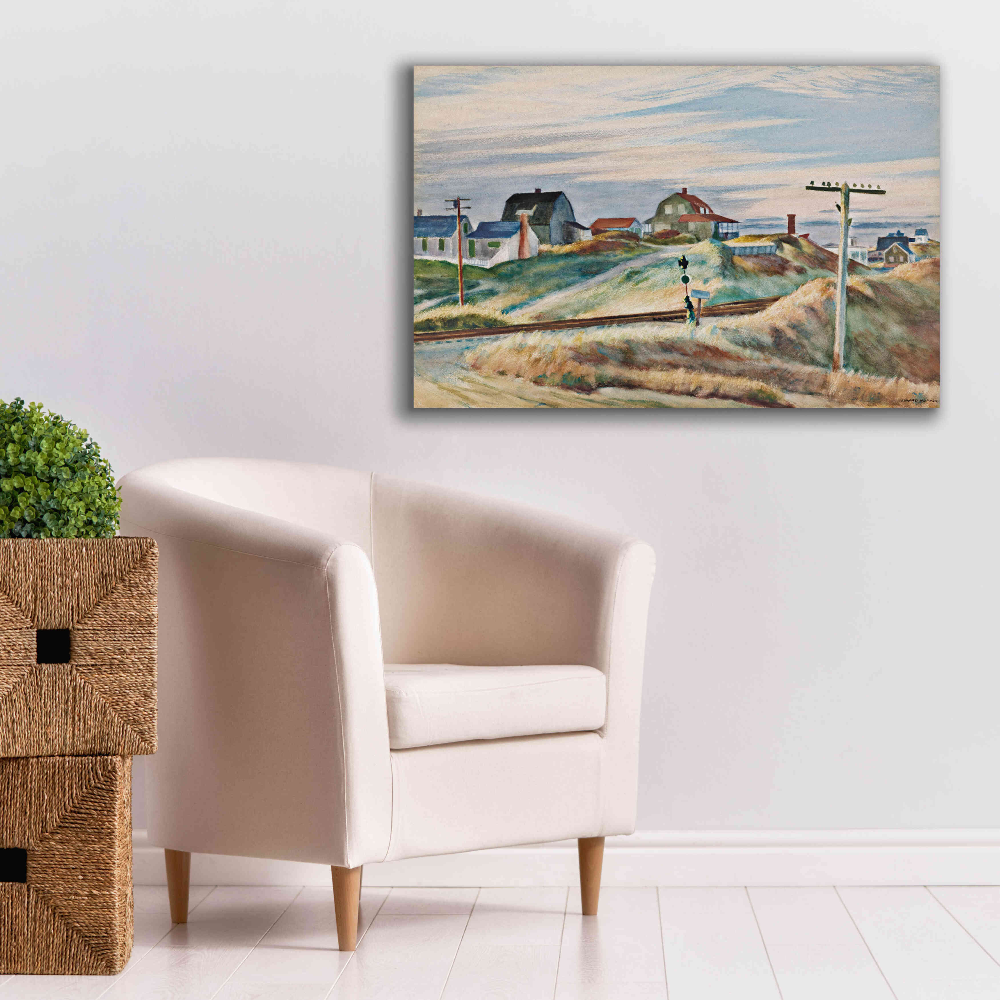 'Cottages at North Truro' by Edward Hopper, Giclee Canvas Wall Art,40x26