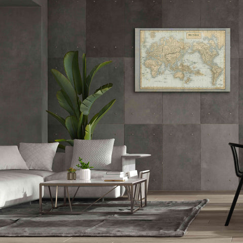 Image of 'The World Map Neutral' by Wild Apple Portfolio, Canvas Wall Art,60x40