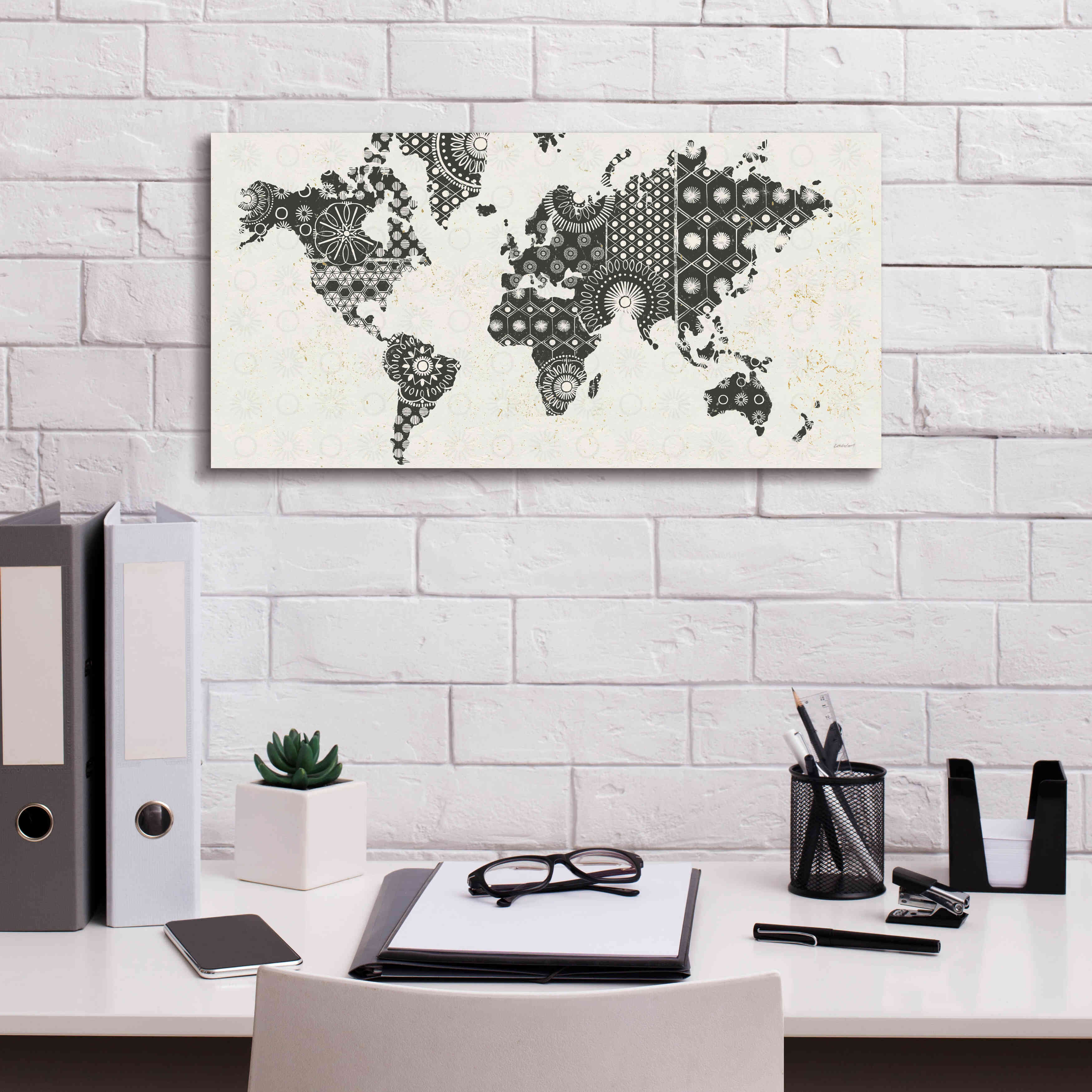 'Kami Map - No Border' by Kathrine Lovell, Canvas Wall Art,24x12