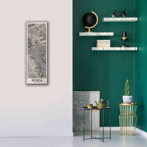 Image of 'Roma Map Panel on Wood' by Wild Apple Portfolio, Canvas Wall Art,12x36