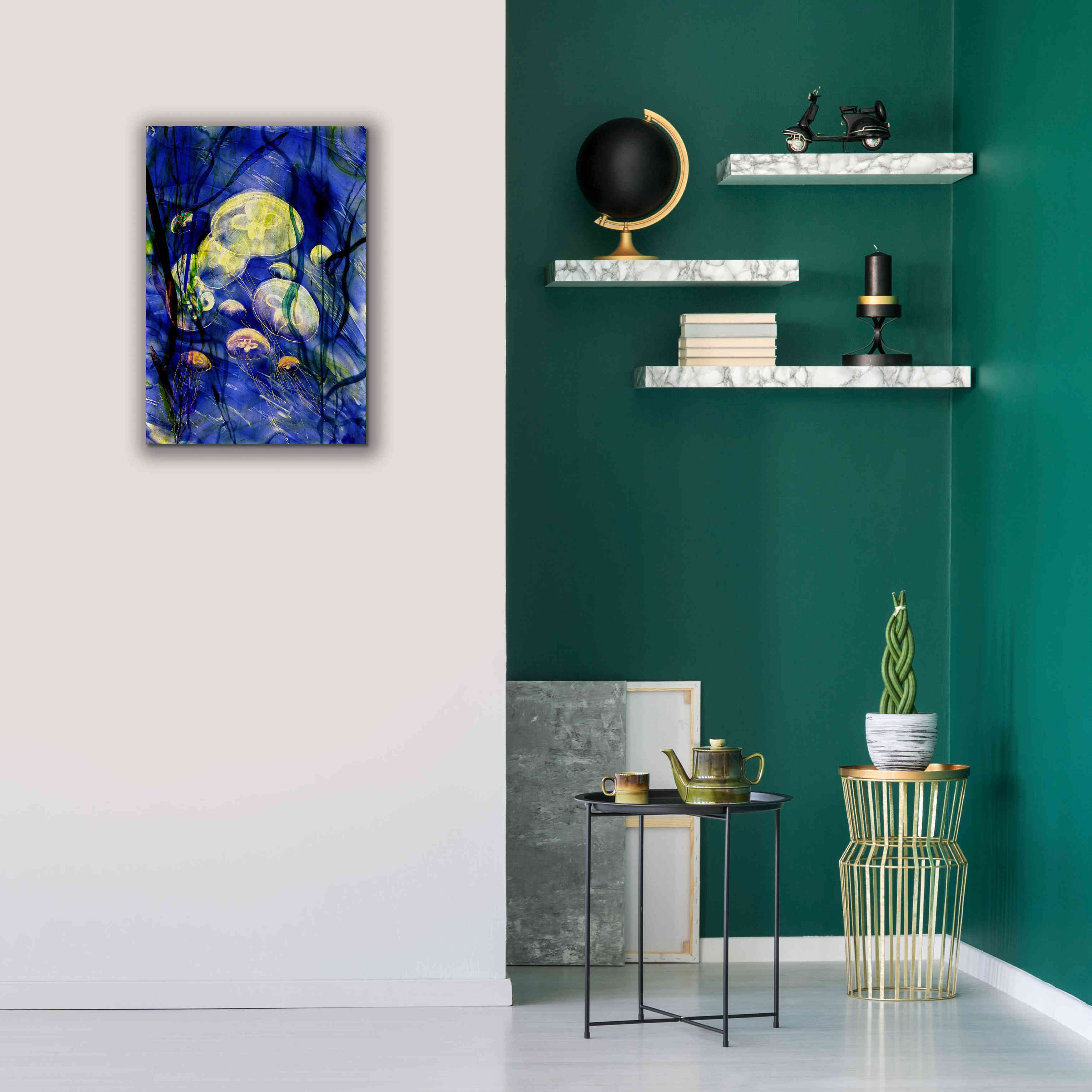 'Swimming With The Jellies' by Rita Shimelfarb, Giclee Canvas Wall Art,18x26