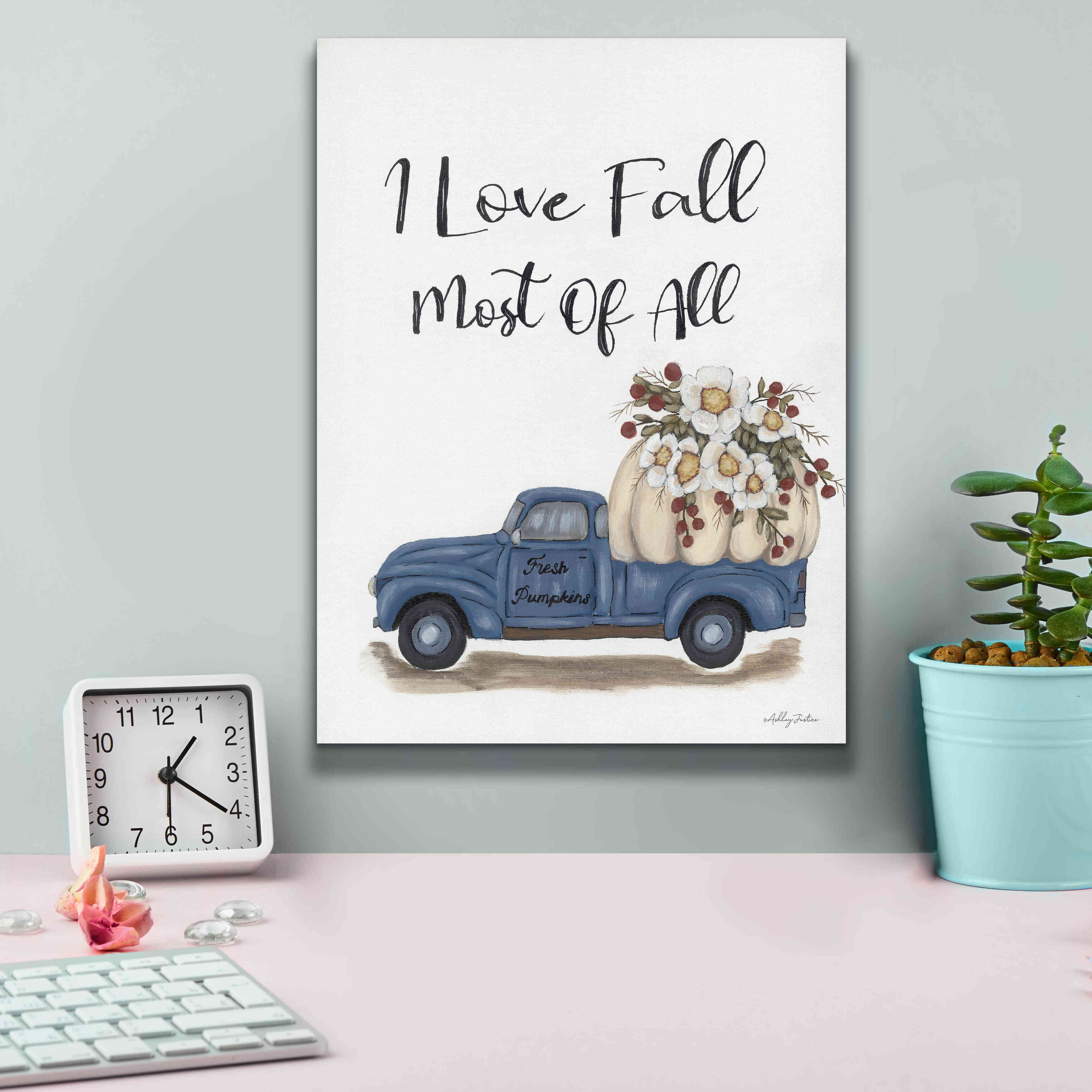 'I Love Fall Most of All' by Ashley Justice, Giclee Canvas Wall Art,12x16