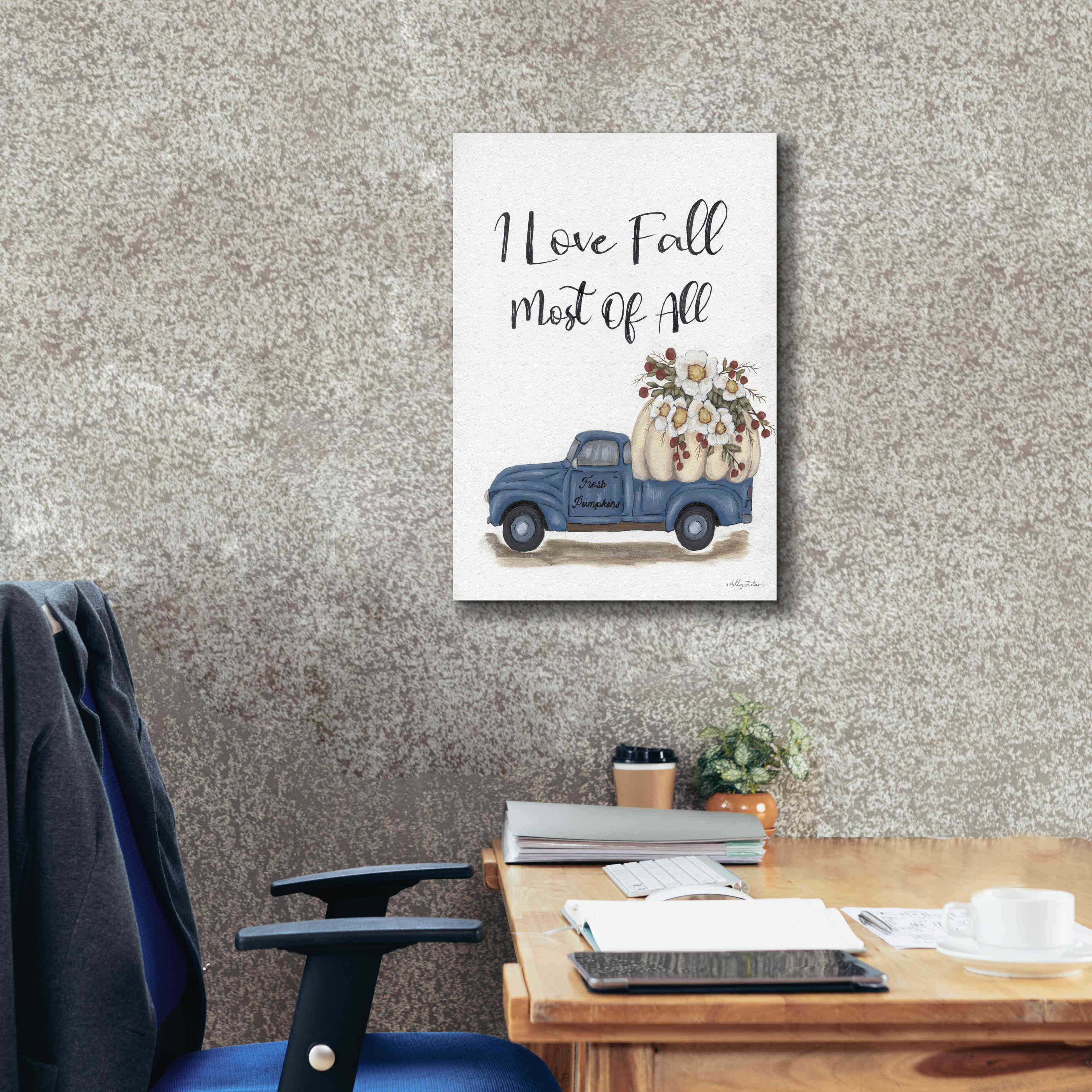 'I Love Fall Most of All' by Ashley Justice, Giclee Canvas Wall Art,18x26