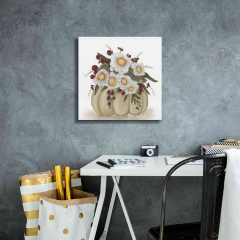 Image of 'Floral Pumpkin' by Ashley Justice, Giclee Canvas Wall Art,18x18