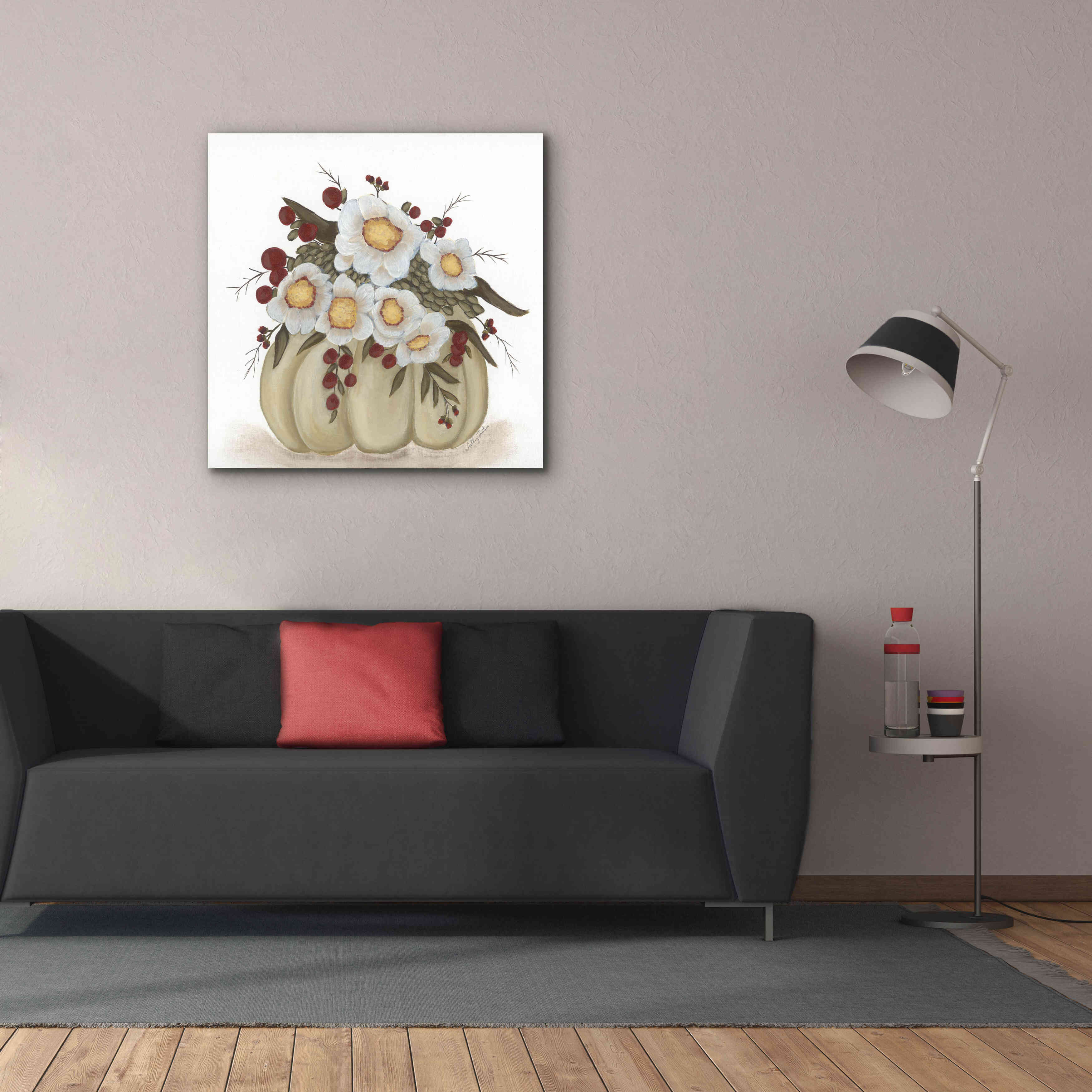 'Floral Pumpkin' by Ashley Justice, Giclee Canvas Wall Art,37x37