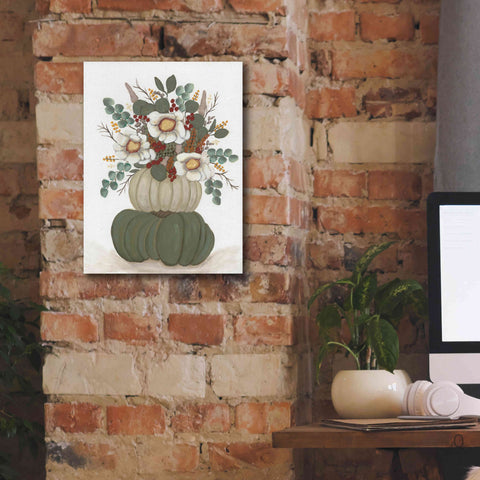 Image of 'Floral Pumpkin Stack' by Ashley Justice, Giclee Canvas Wall Art,12x16