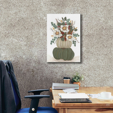Image of 'Floral Pumpkin Stack' by Ashley Justice, Giclee Canvas Wall Art,18x26