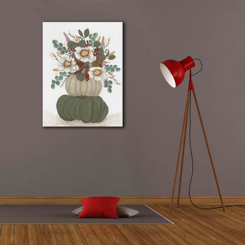 Image of 'Floral Pumpkin Stack' by Ashley Justice, Giclee Canvas Wall Art,26x34