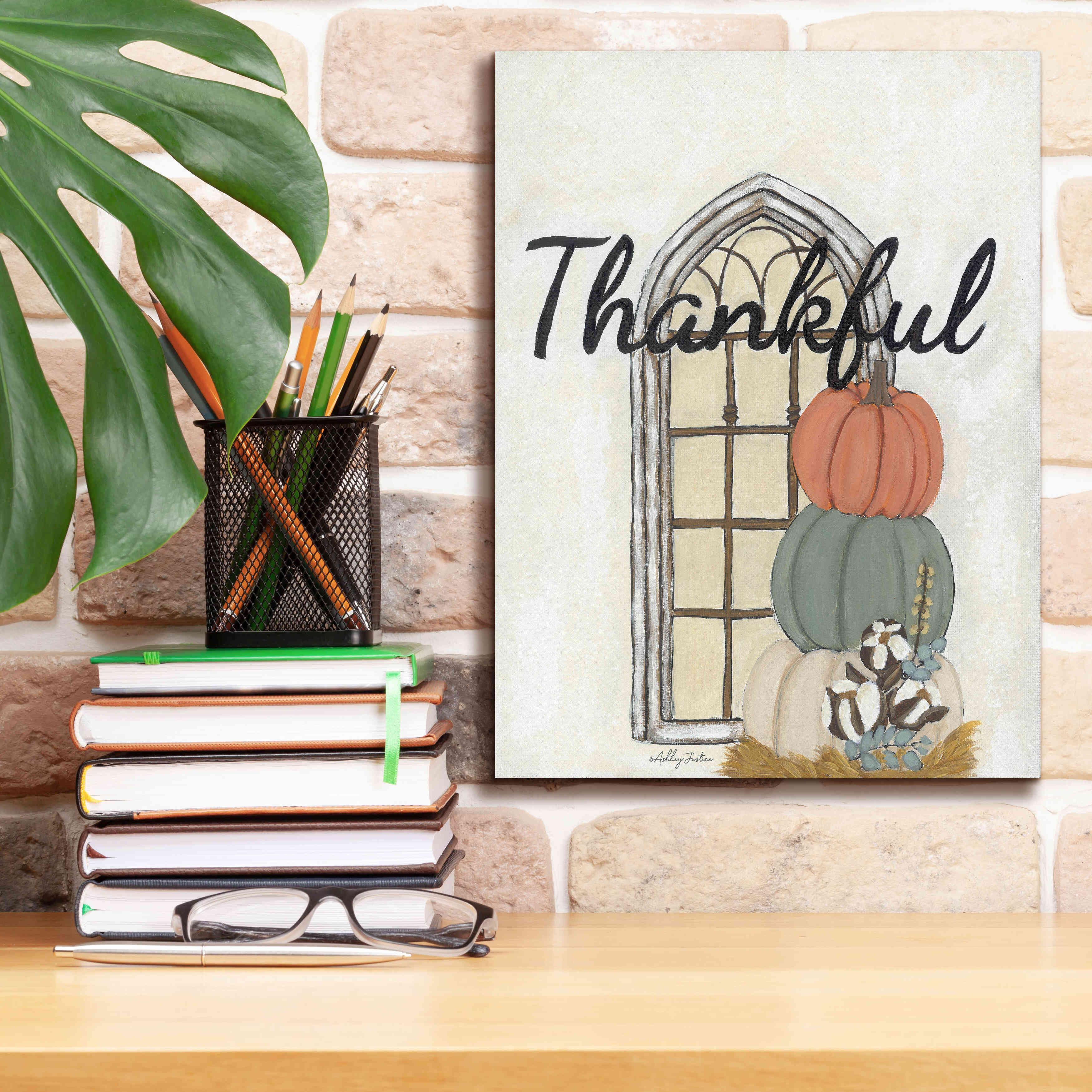 'Fall Thankful' by Ashley Justice, Giclee Canvas Wall Art,12x16