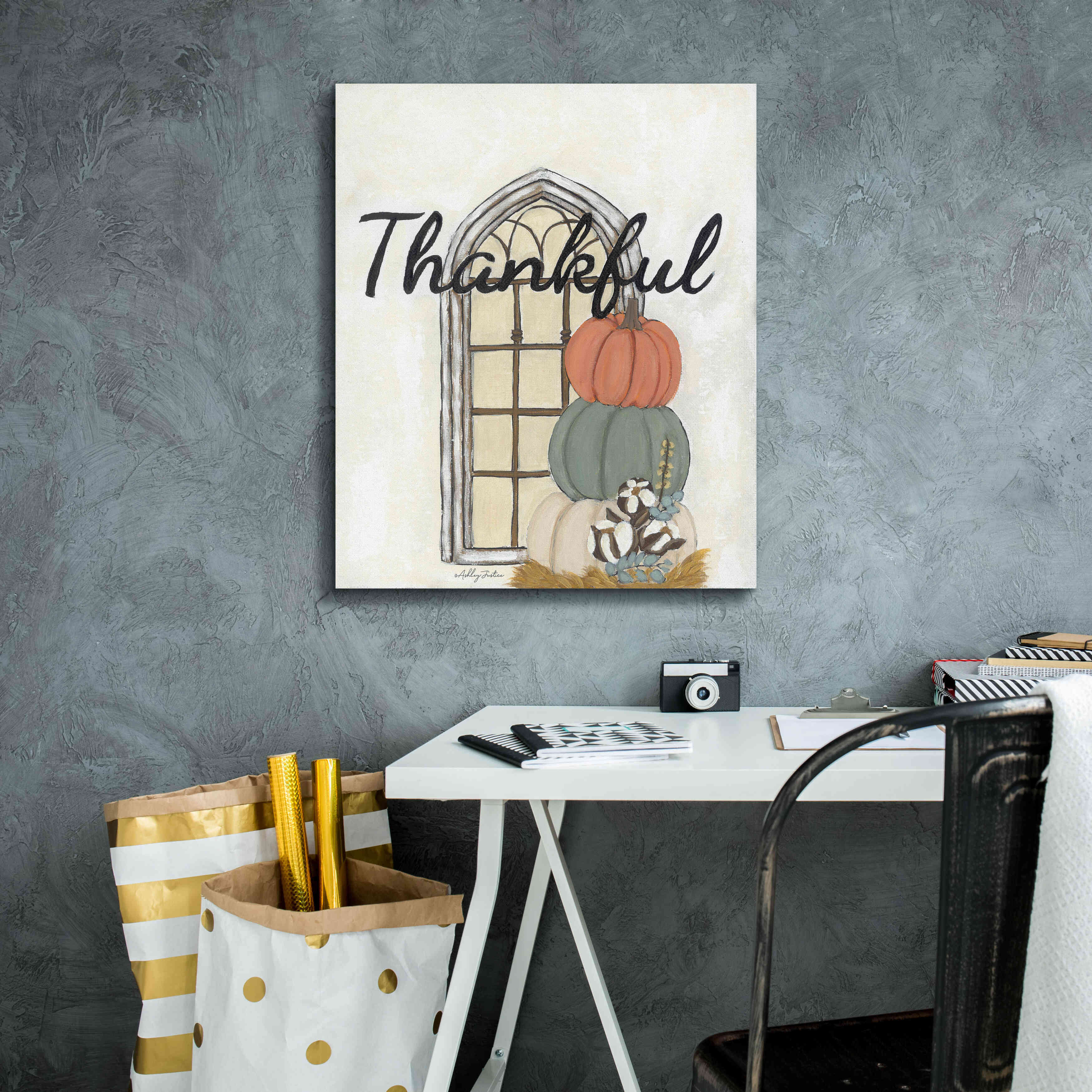 'Fall Thankful' by Ashley Justice, Giclee Canvas Wall Art,20x24