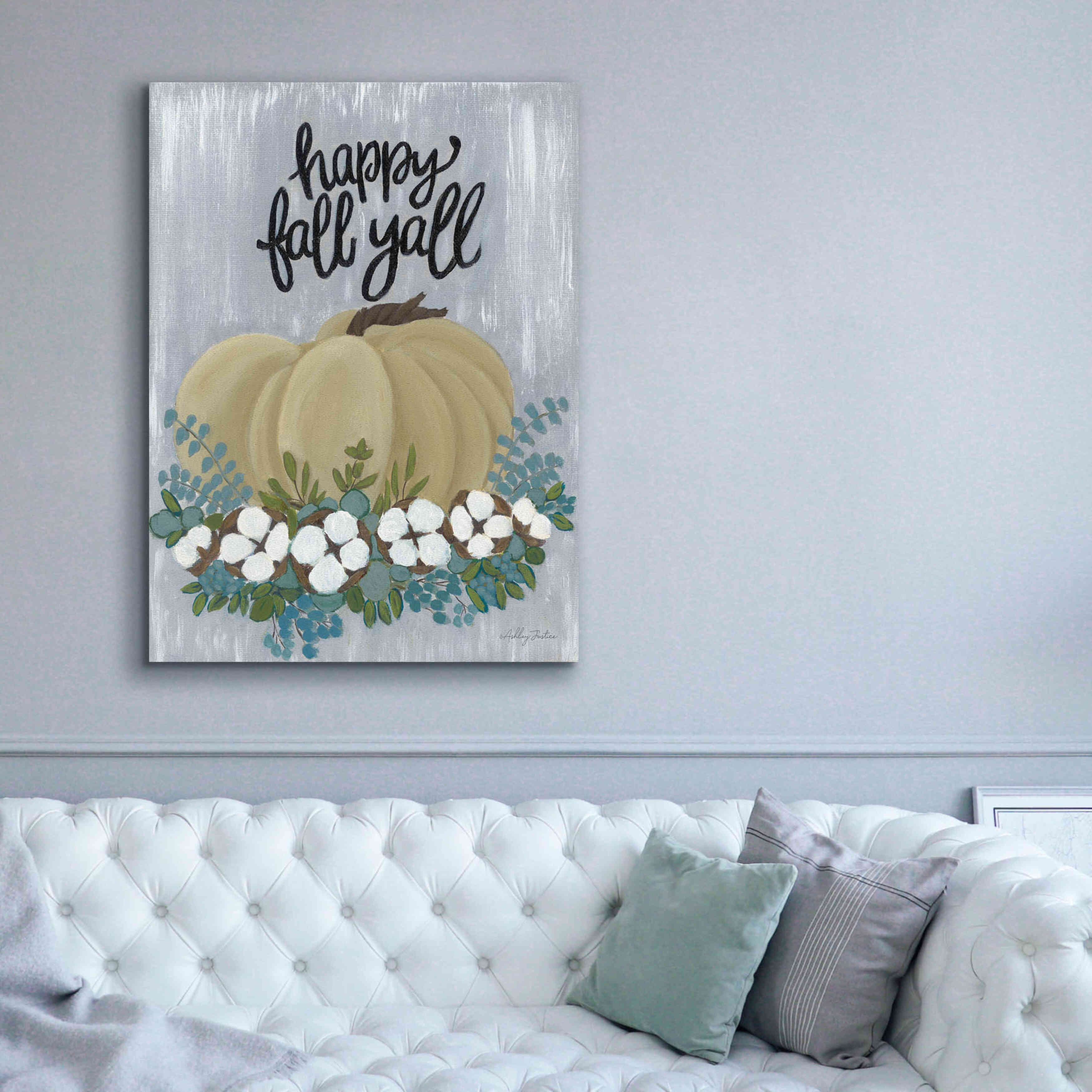 'Happy Fall Y'All' by Ashley Justice, Giclee Canvas Wall Art,40x54