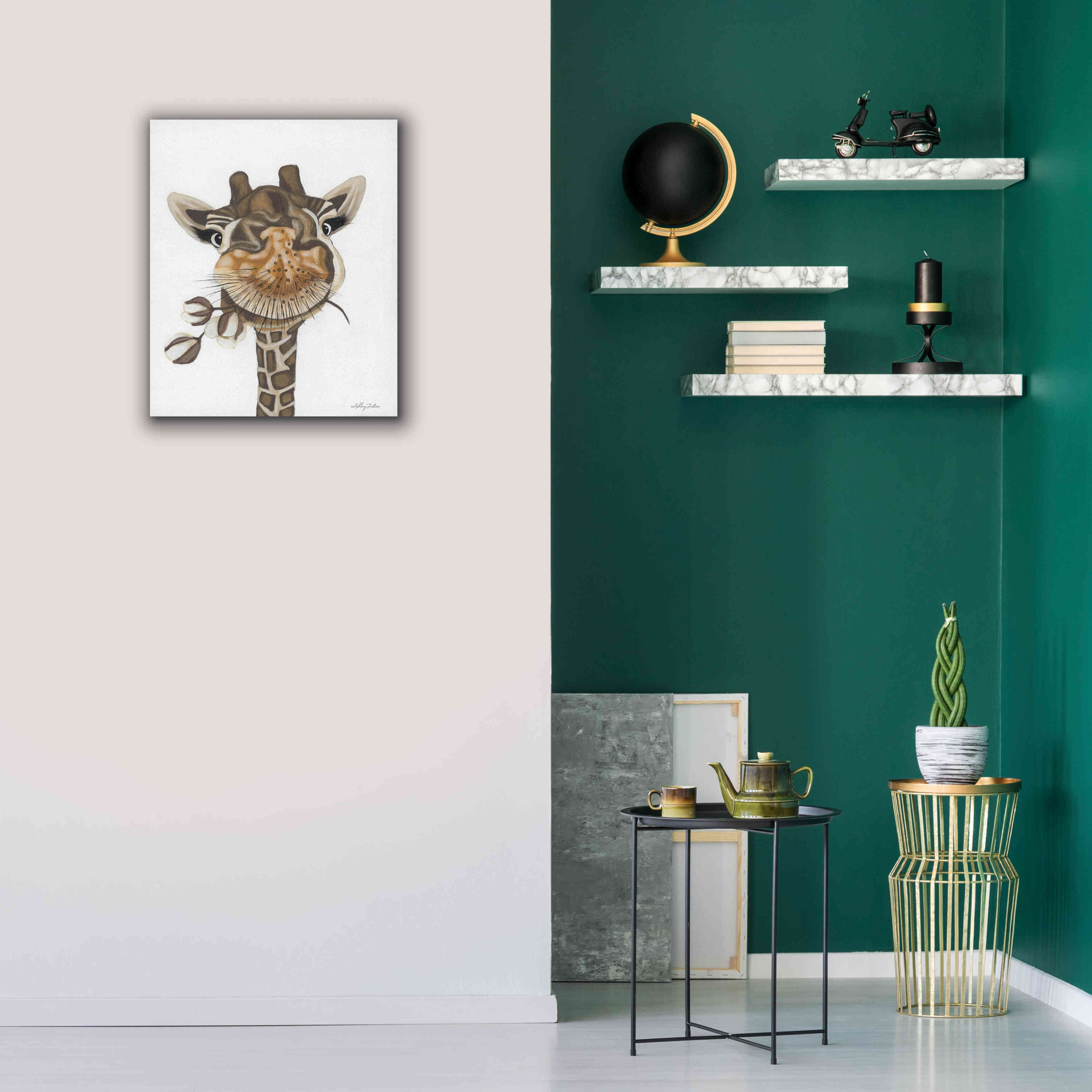 'Giraffe with Cotton' by Ashley Justice, Giclee Canvas Wall Art,20x24