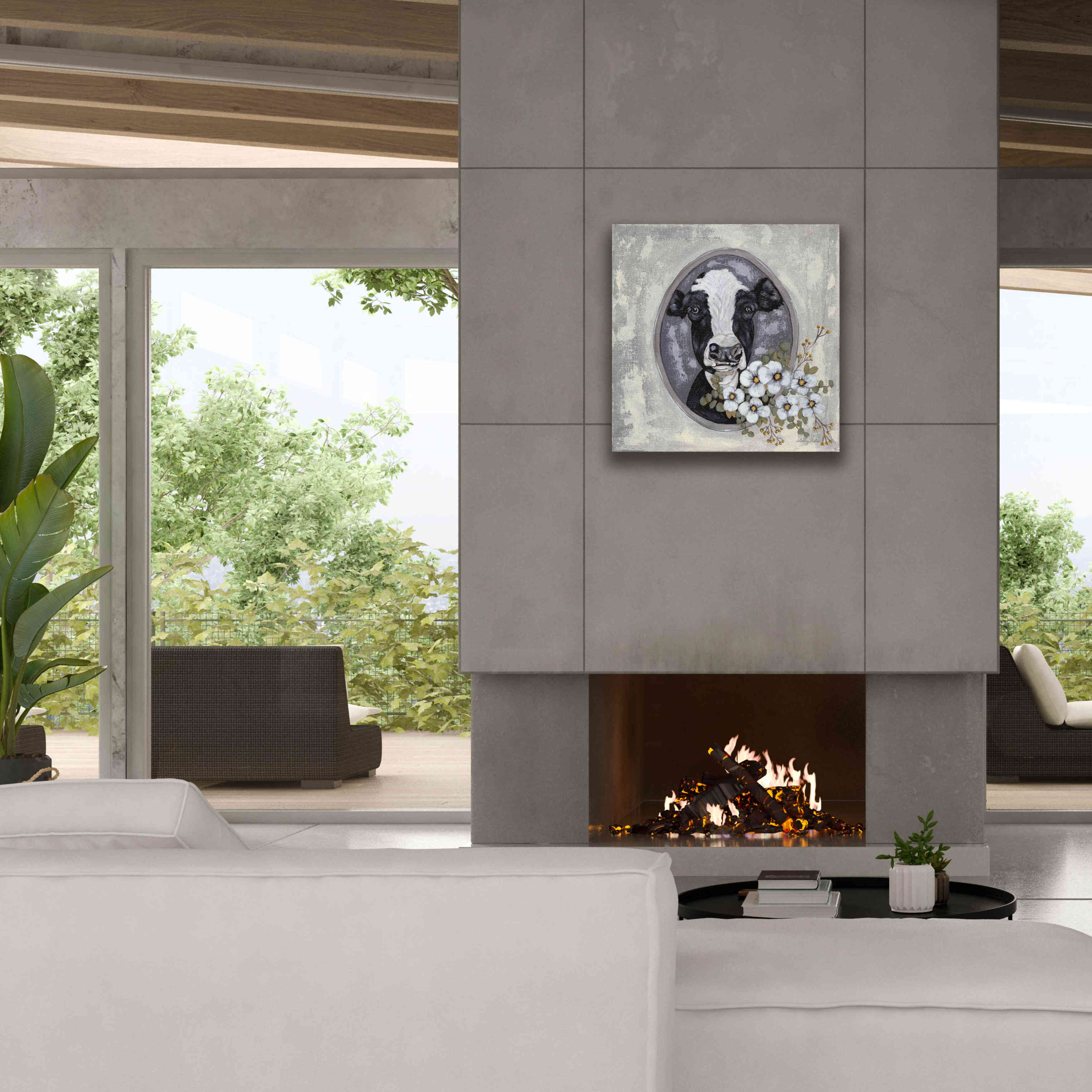 'Framed Cow' by Ashley Justice, Giclee Canvas Wall Art,26x26