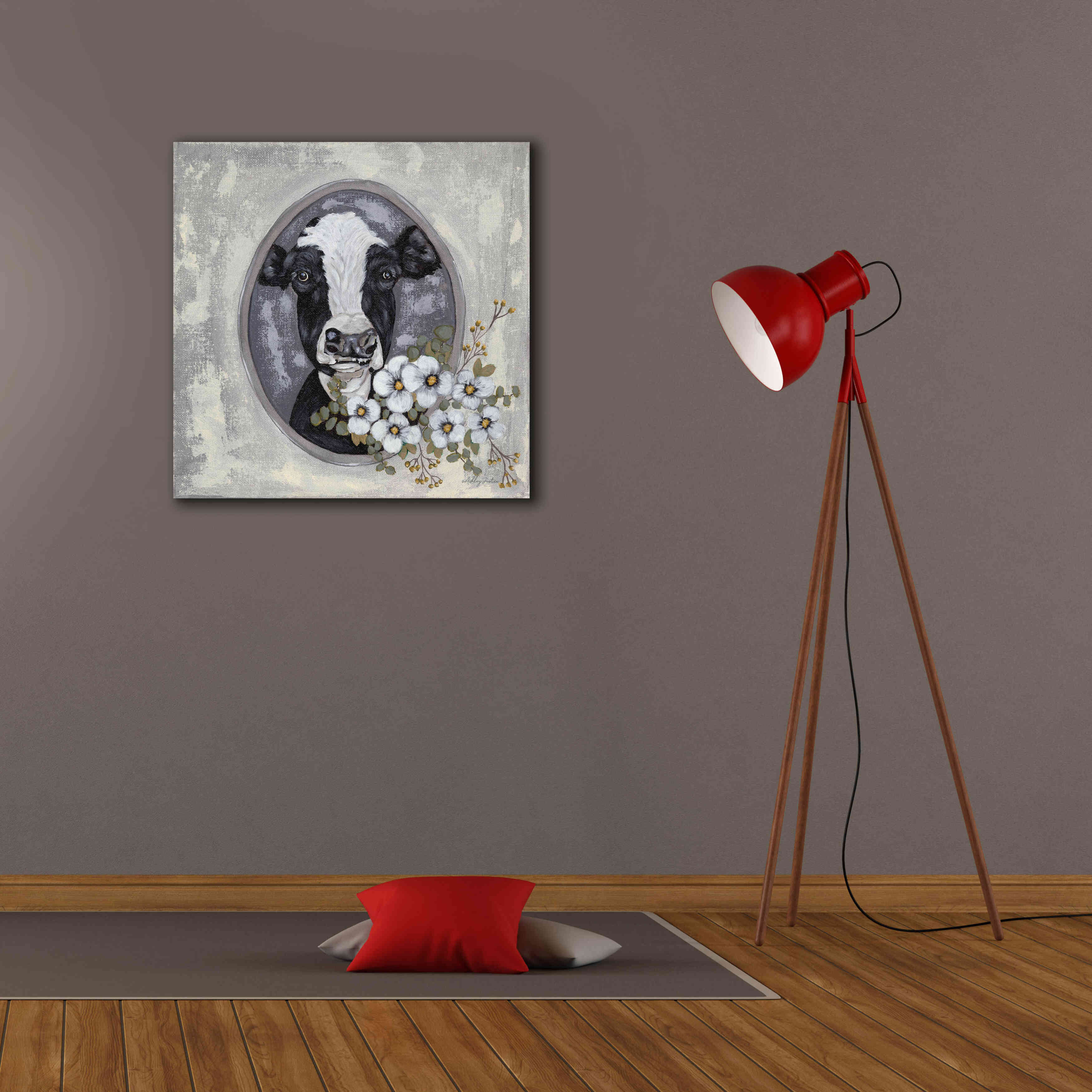 'Framed Cow' by Ashley Justice, Giclee Canvas Wall Art,26x26