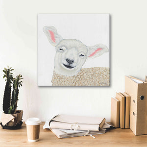 'Smiling Sheep' by Ashley Justice, Giclee Canvas Wall Art,18x18
