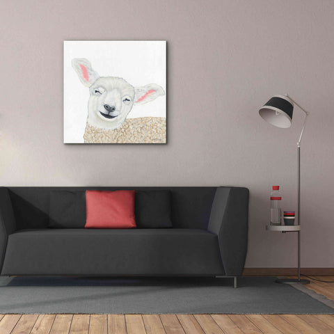 Image of 'Smiling Sheep' by Ashley Justice, Giclee Canvas Wall Art,37x37