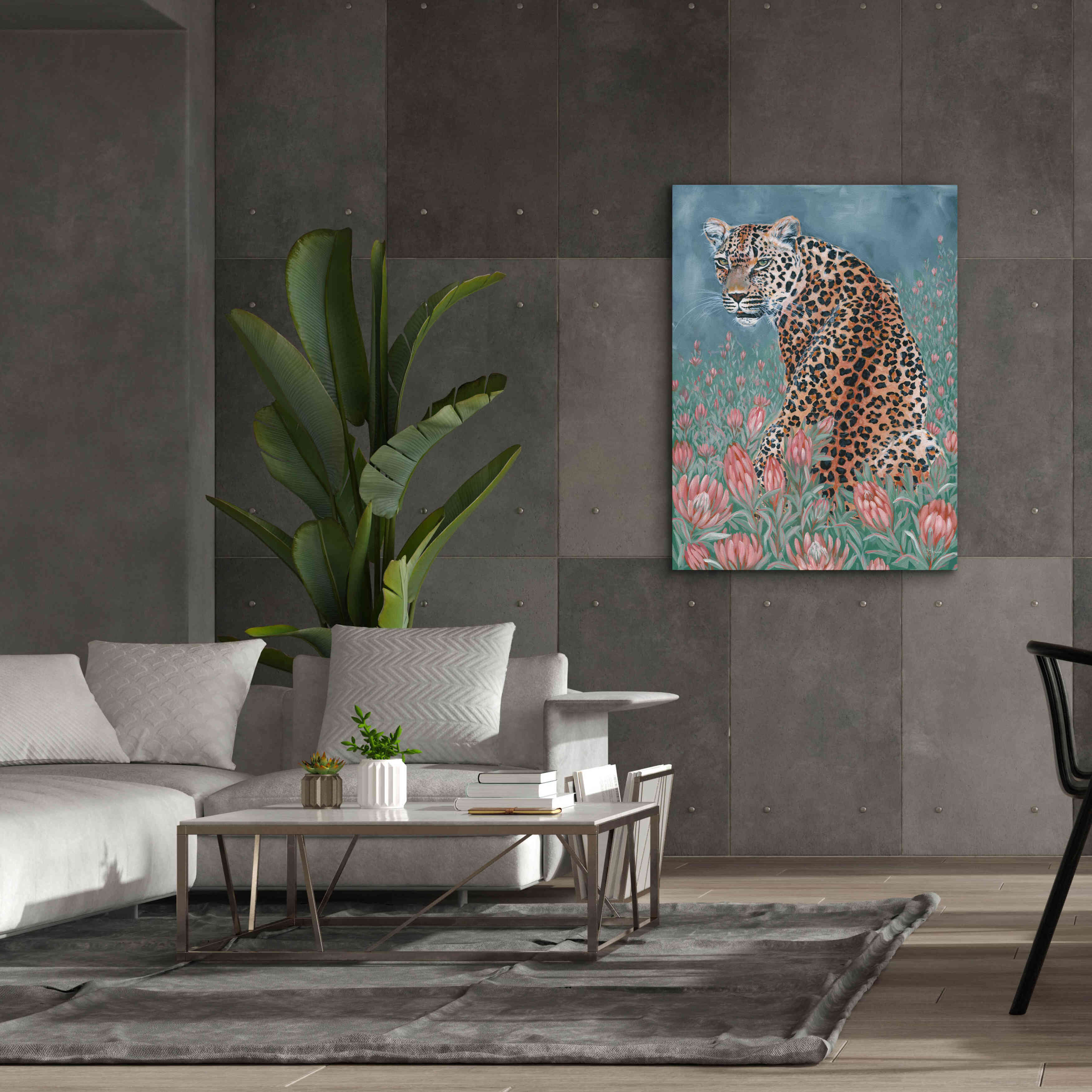 'Leopard in the Flowers' by JG Studios, Giclee Canvas Wall Art,40x54
