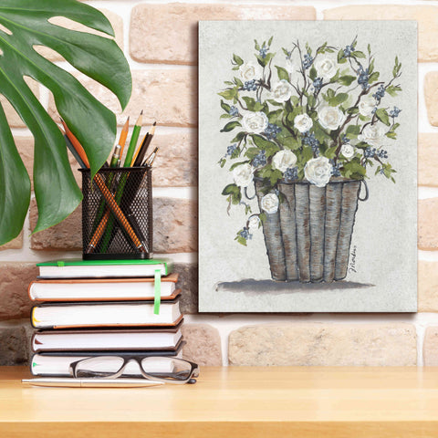 Image of 'Sweet Rose Basket' by Julie Norkus, Giclee Canvas Wall Art,12x16