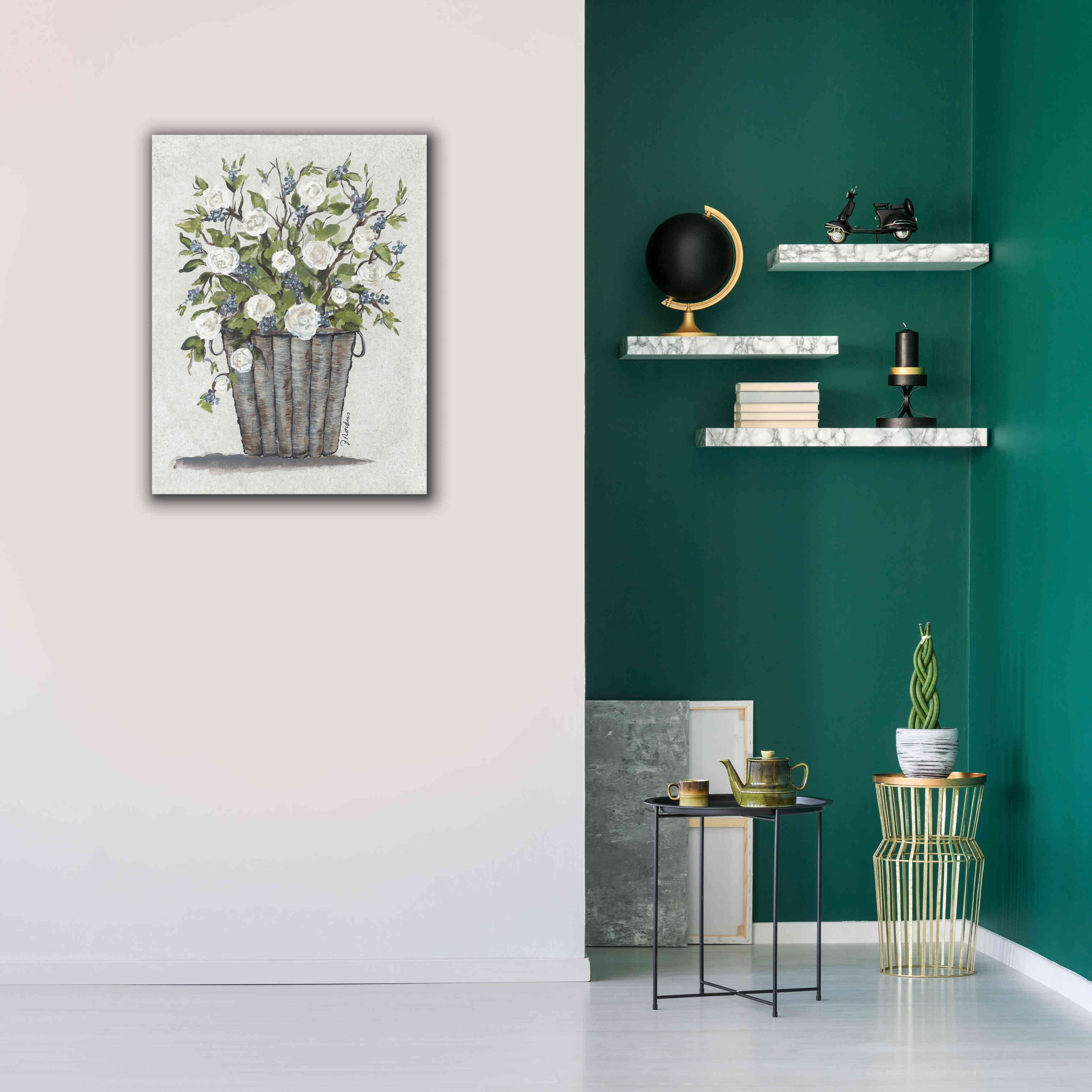 'Sweet Rose Basket' by Julie Norkus, Giclee Canvas Wall Art,26x34