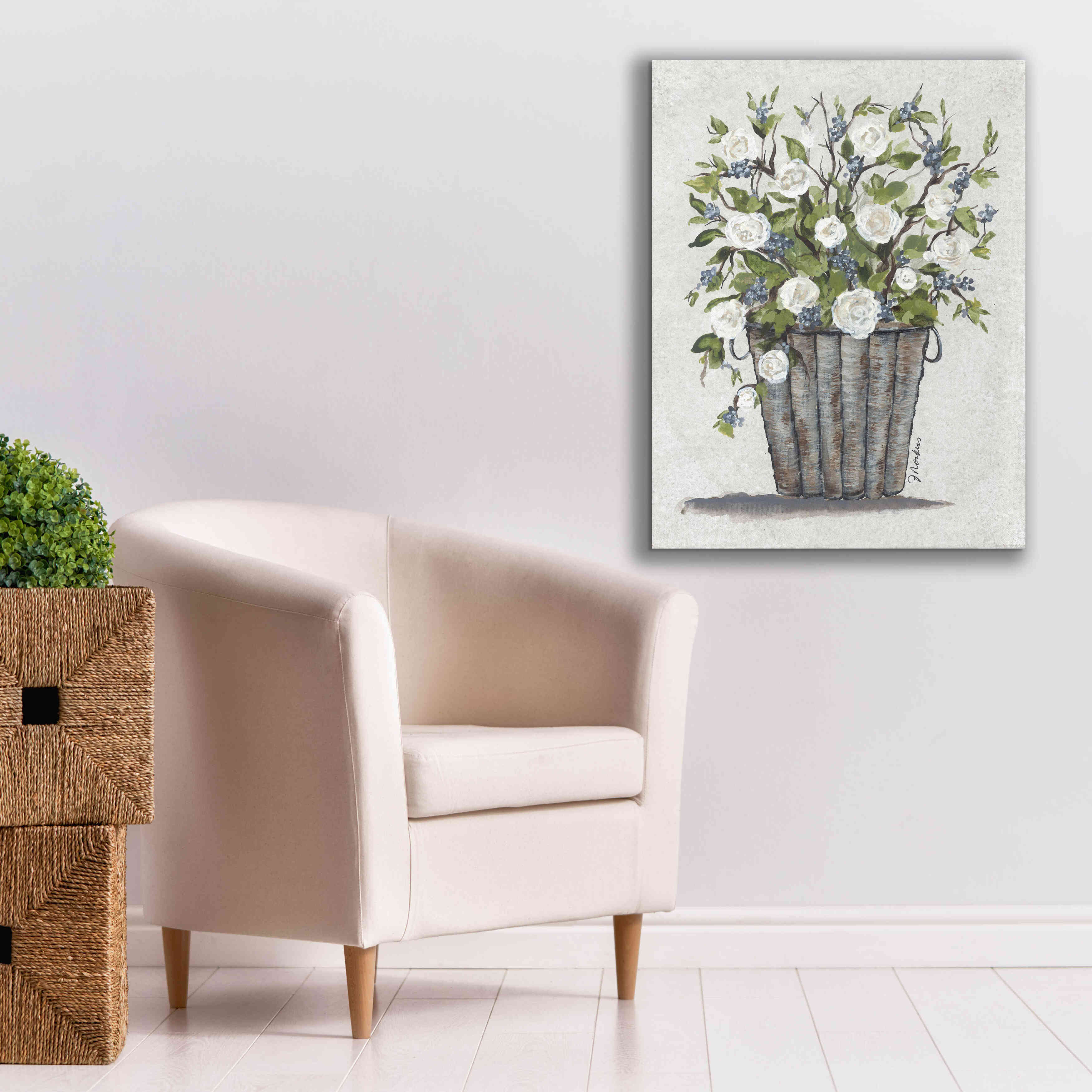 'Sweet Rose Basket' by Julie Norkus, Giclee Canvas Wall Art,26x34