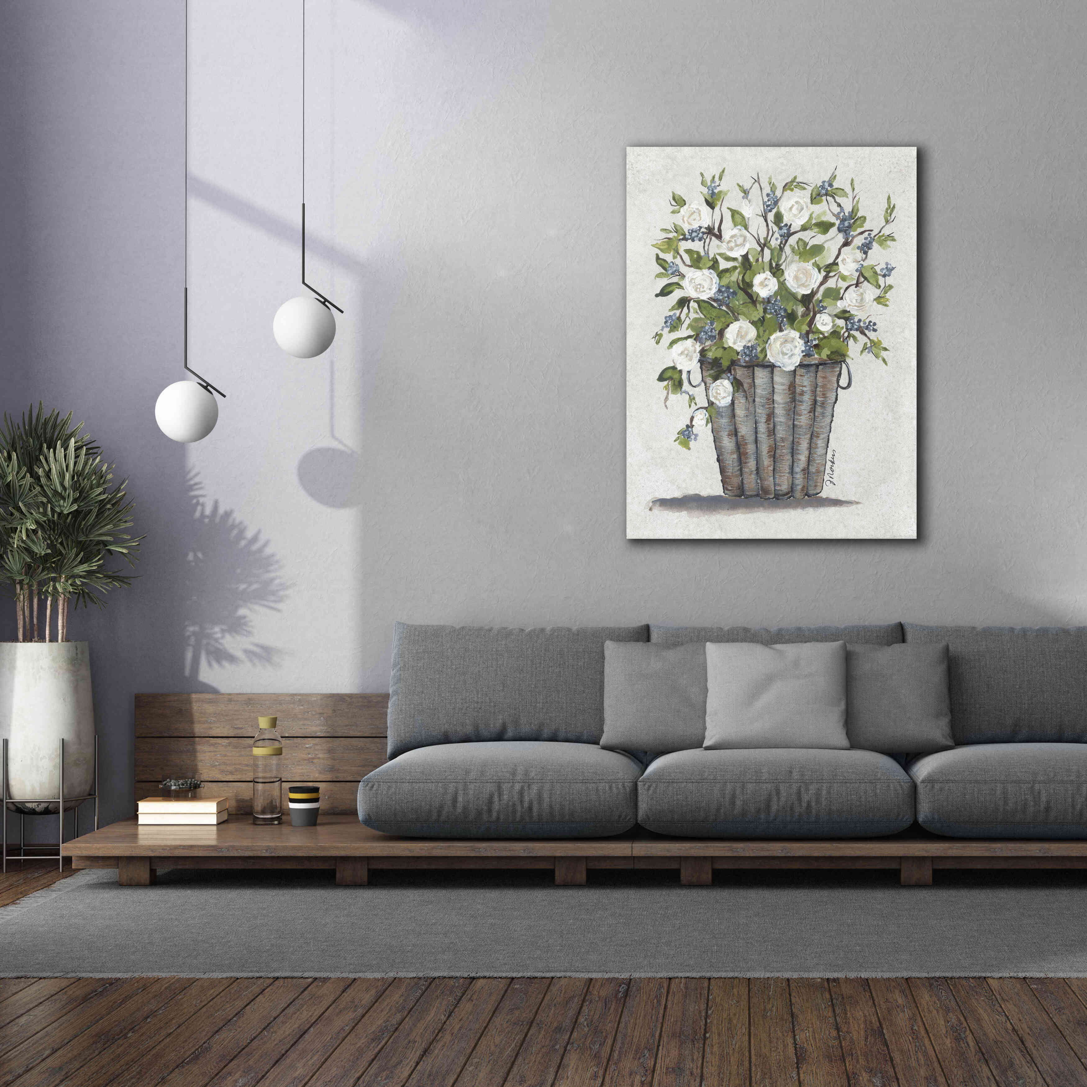 'Sweet Rose Basket' by Julie Norkus, Giclee Canvas Wall Art,40x54